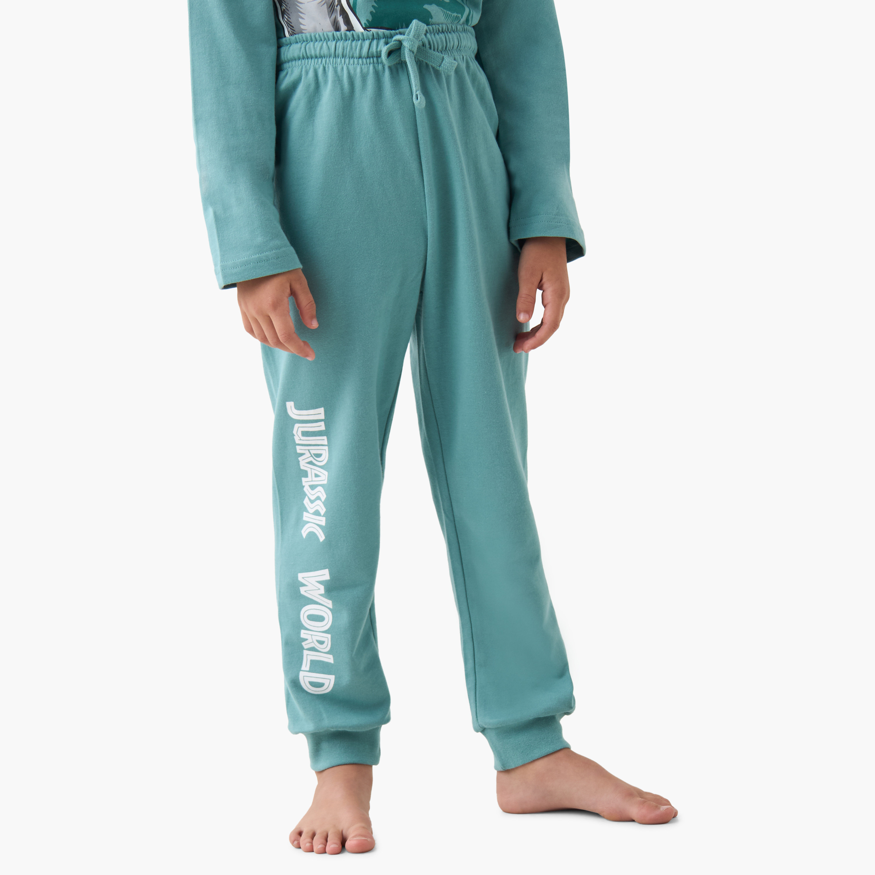 Boys Pyjama Set with Dinosaur Print - Cotton - Long Sleeves - Round Neck-boys-clothing-nightwear-image-3