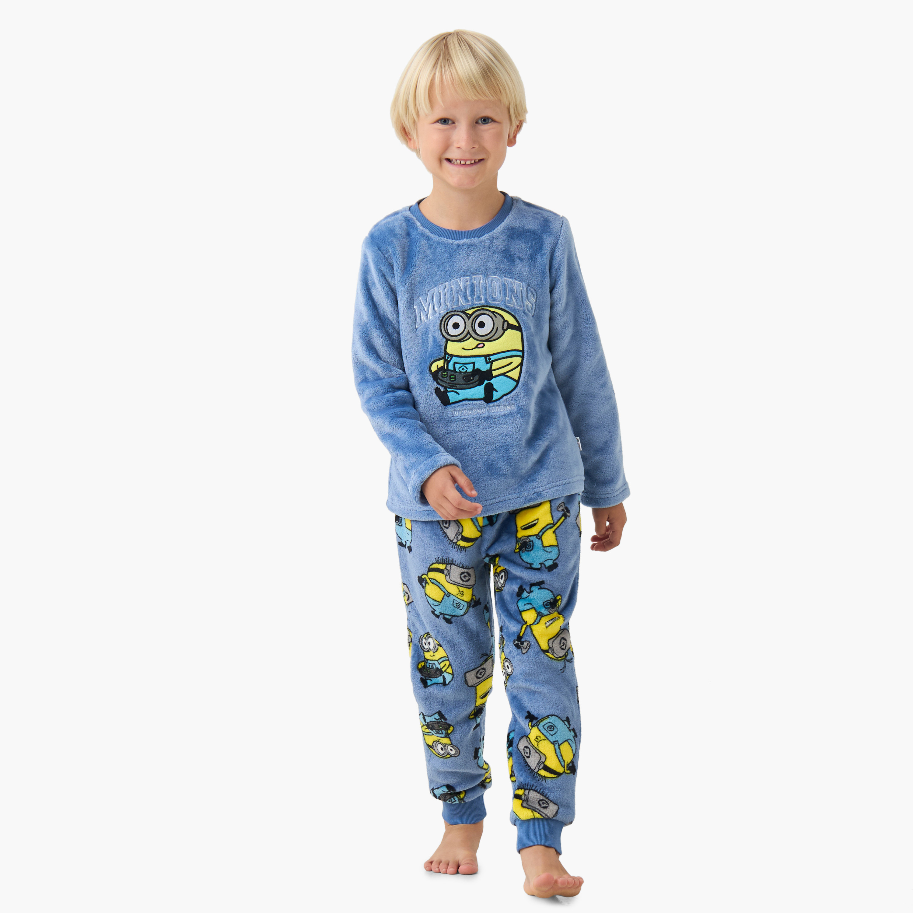 طقم بيجاما للأولاد بطبعات مينون - بوليستر - أكمام طويلة وياقة مستديرة-boys-clothing-nightwear-image-1