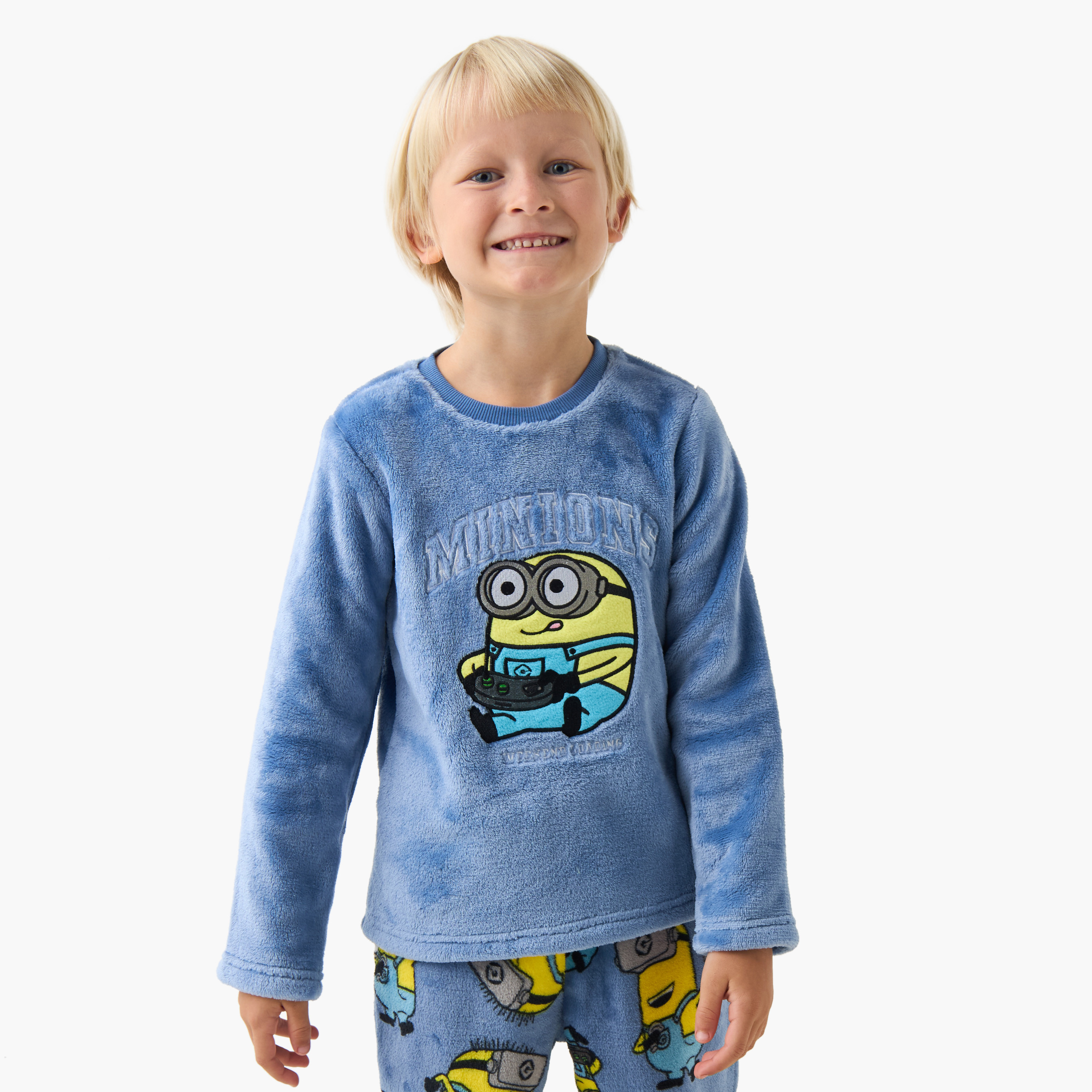 طقم بيجاما للأولاد بطبعات مينون - بوليستر - أكمام طويلة وياقة مستديرة-boys-clothing-nightwear-image-2