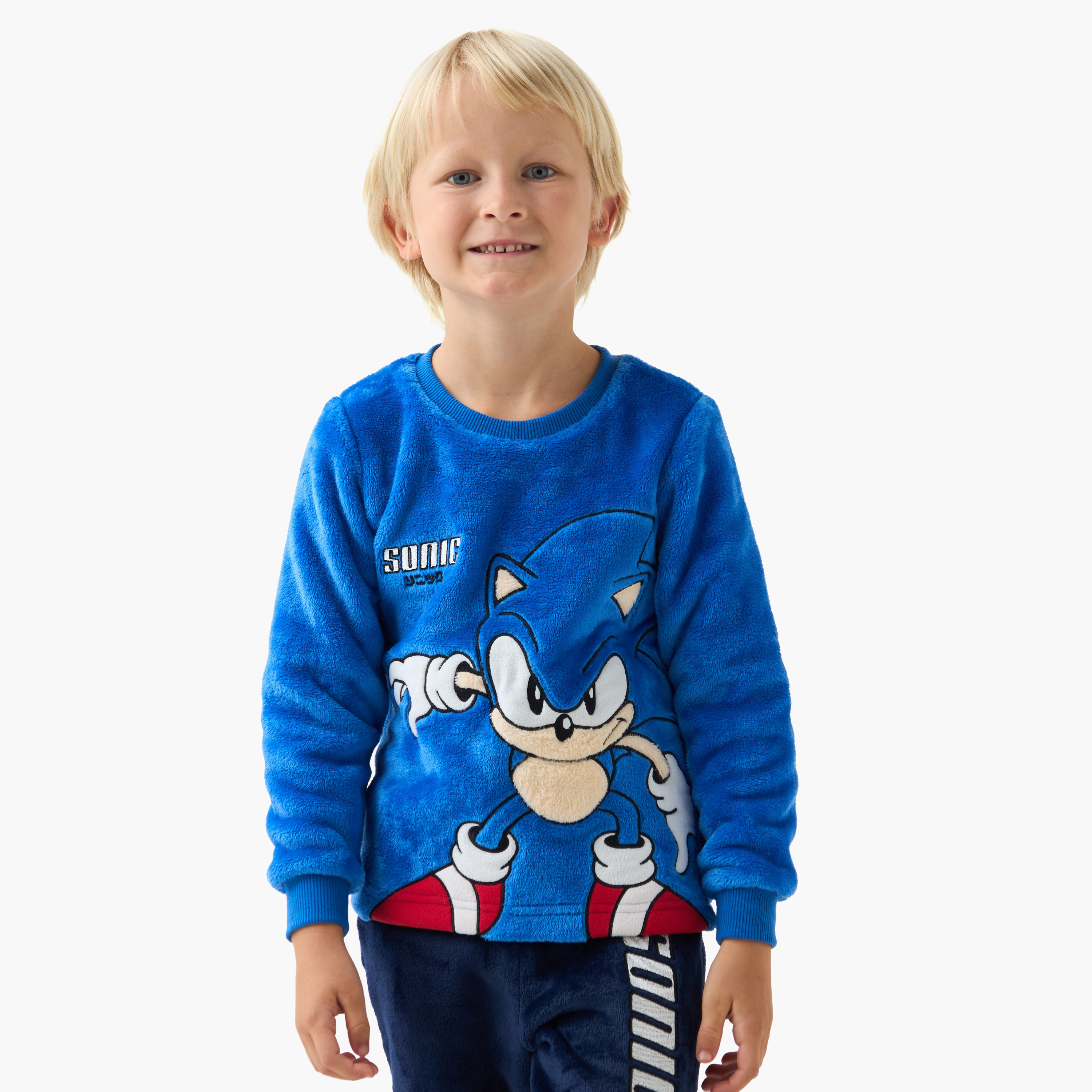 طقم بيجاما بوليستر بياقة ضيقة وأكمام طويلة وطبعات للأولاد-boys-clothing-nightwear-image-2