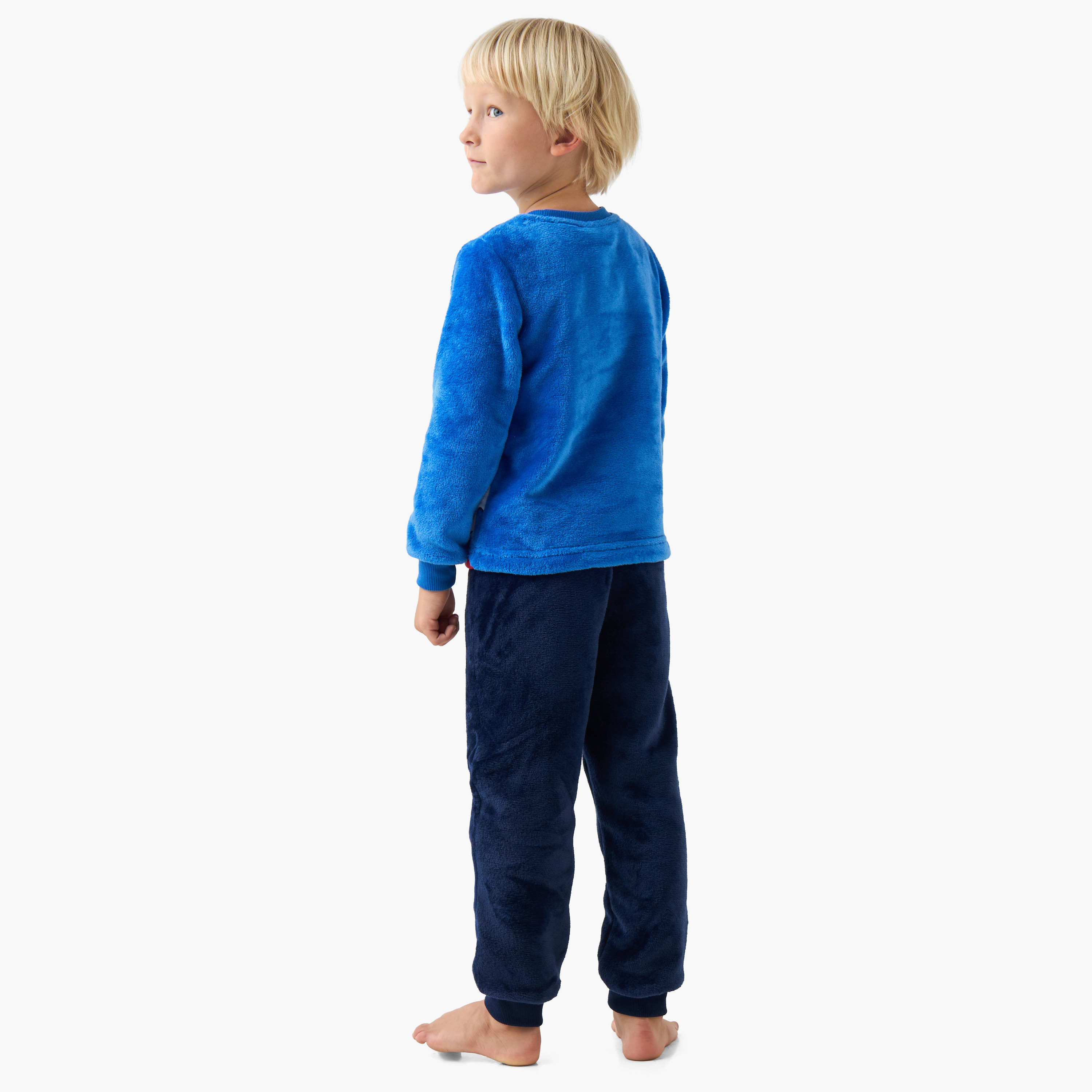 طقم بيجاما بوليستر بياقة ضيقة وأكمام طويلة وطبعات للأولاد-boys-clothing-nightwear-image-4