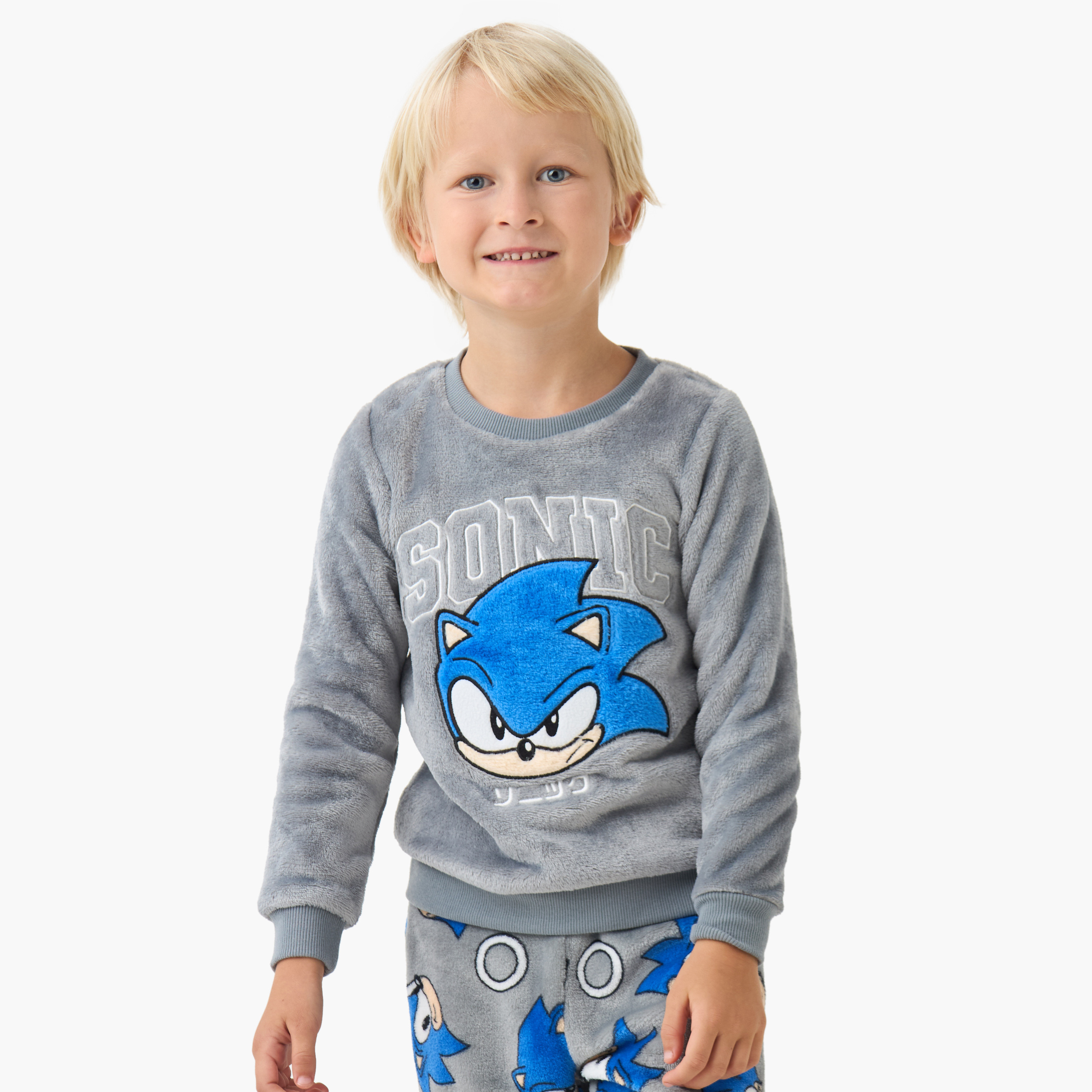 Boys Pyjama Set with Sonic the Hedgehog Print - Polyester - Long Sleeves - Crew Neck-boys-clothing-nightwear-image-2