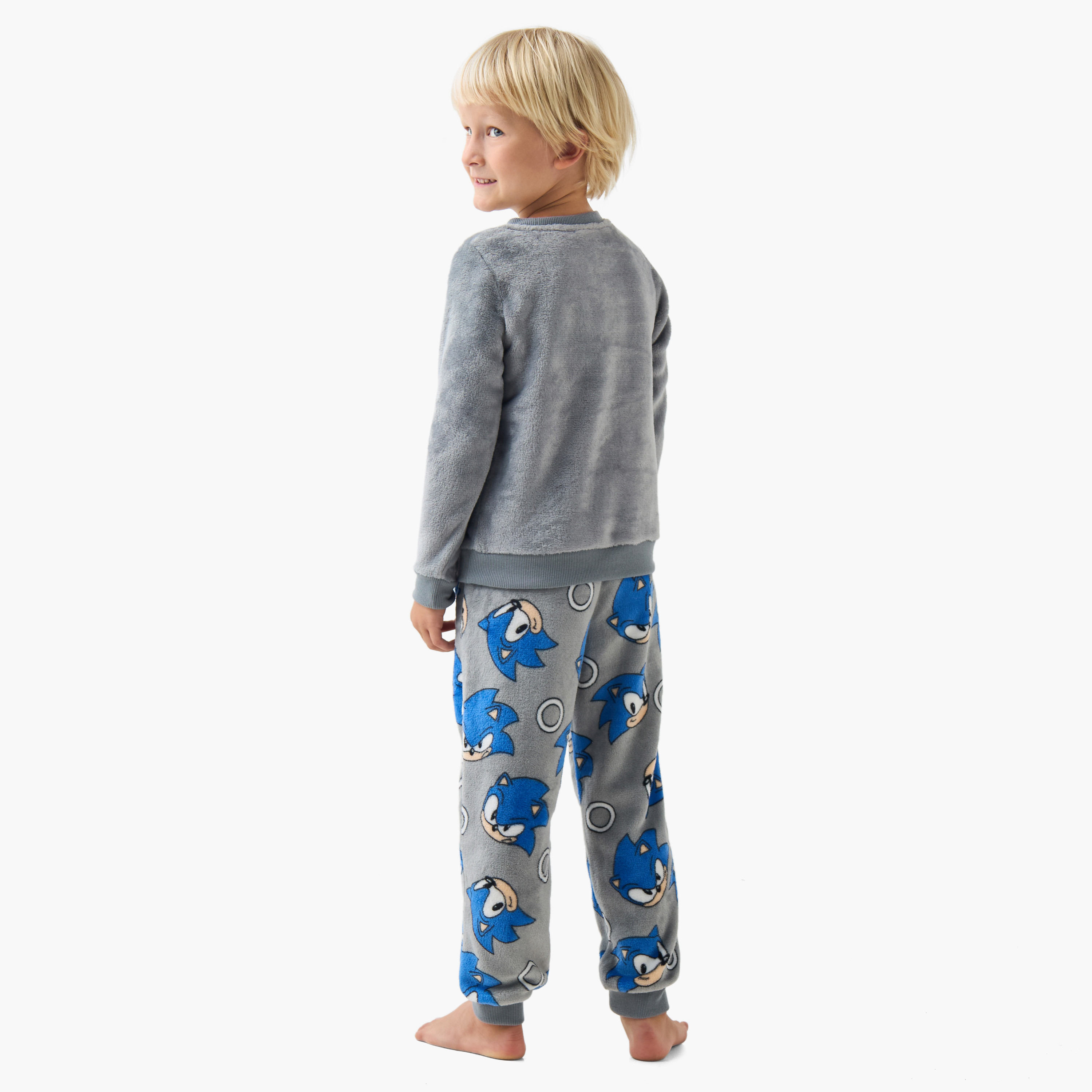 طقم بيجاما للأولاد بطبعات سونيك القنفذ - بوليستر - أكمام طويلة - ياقة ضيقة-boys-clothing-nightwear-image-4