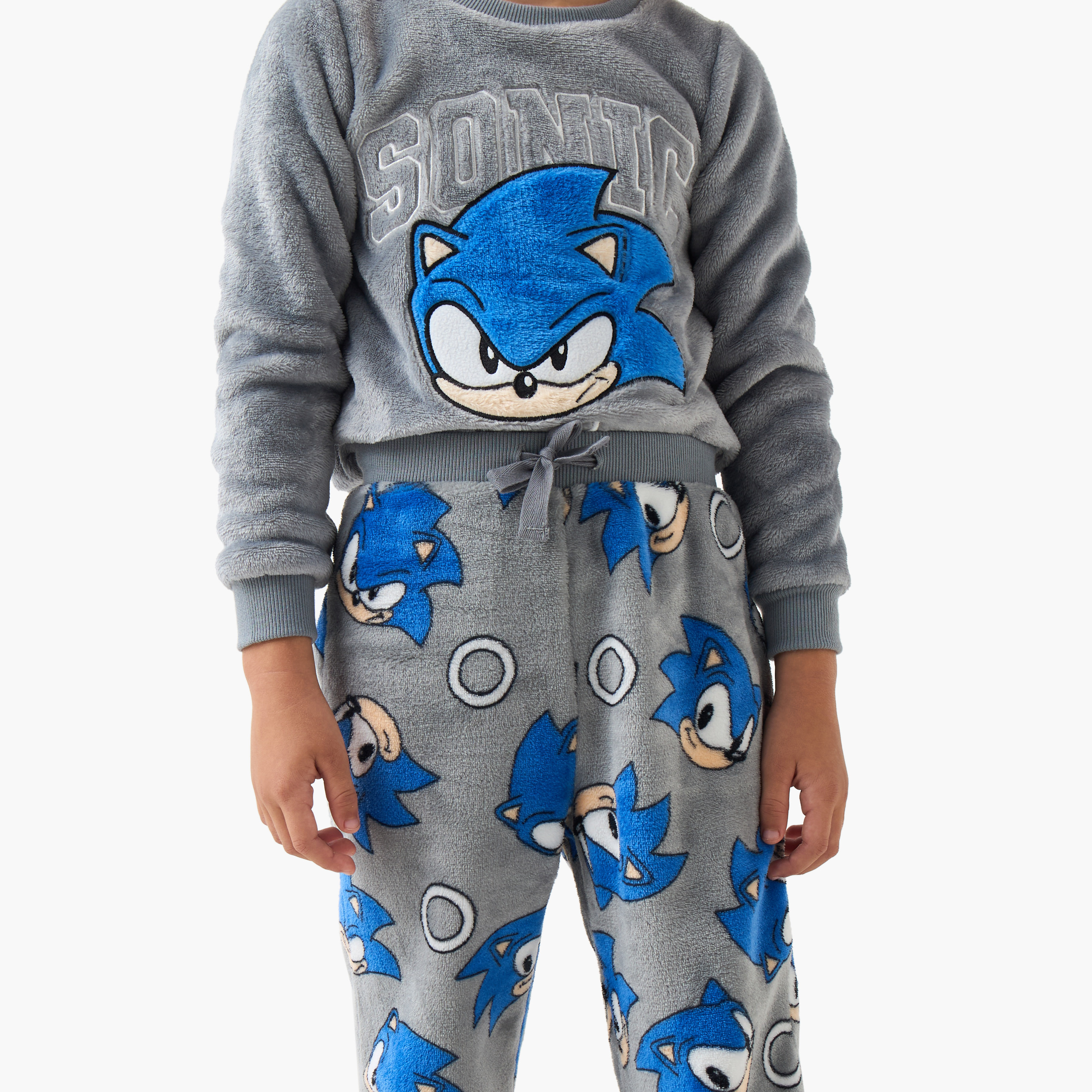 طقم بيجاما للأولاد بطبعات سونيك القنفذ - بوليستر - أكمام طويلة - ياقة ضيقة-boys-clothing-nightwear-image-5