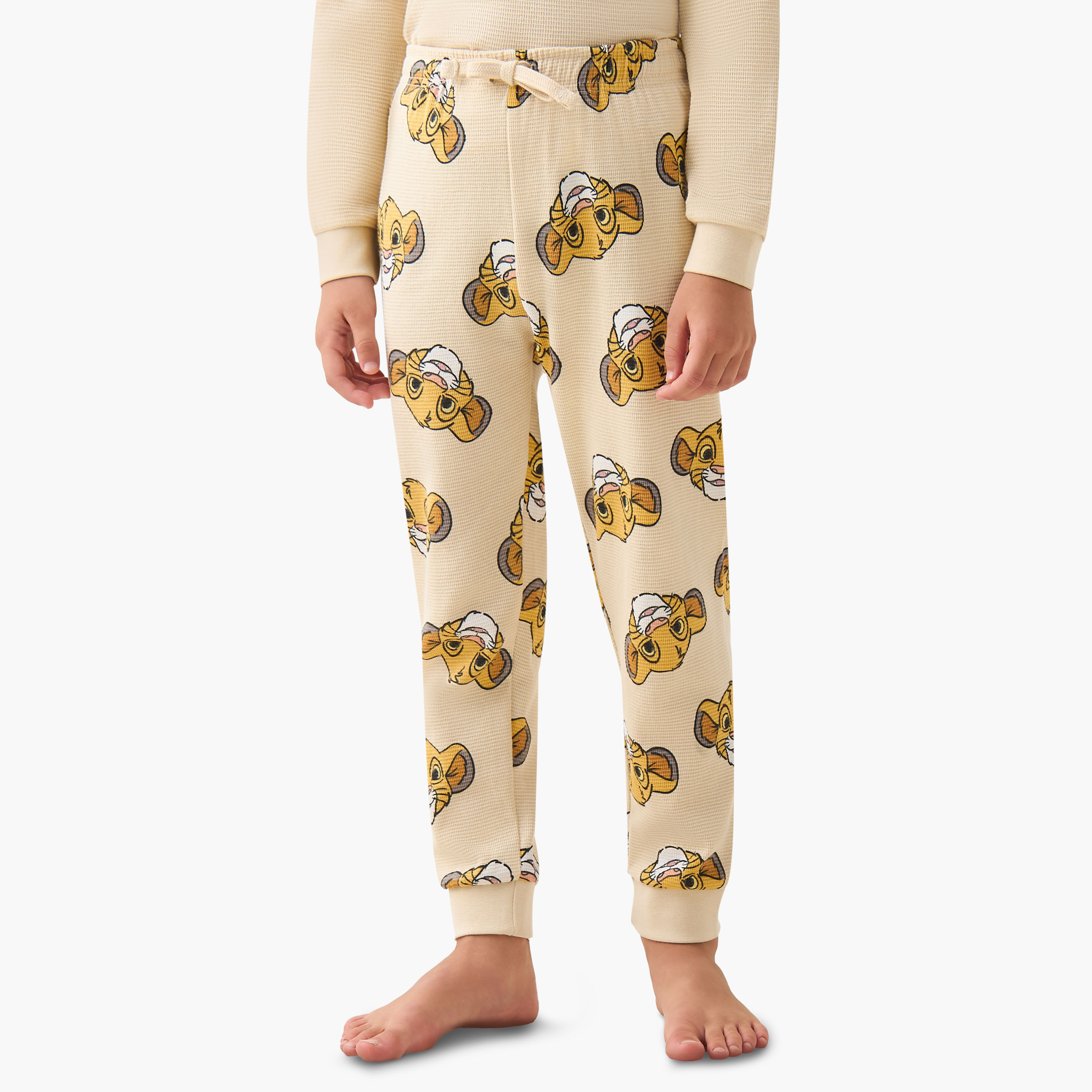 Disney Cotton Henley Neck Long Sleeves Pyjama Set with Simba Print-boys-clothing-nightwear-image-3