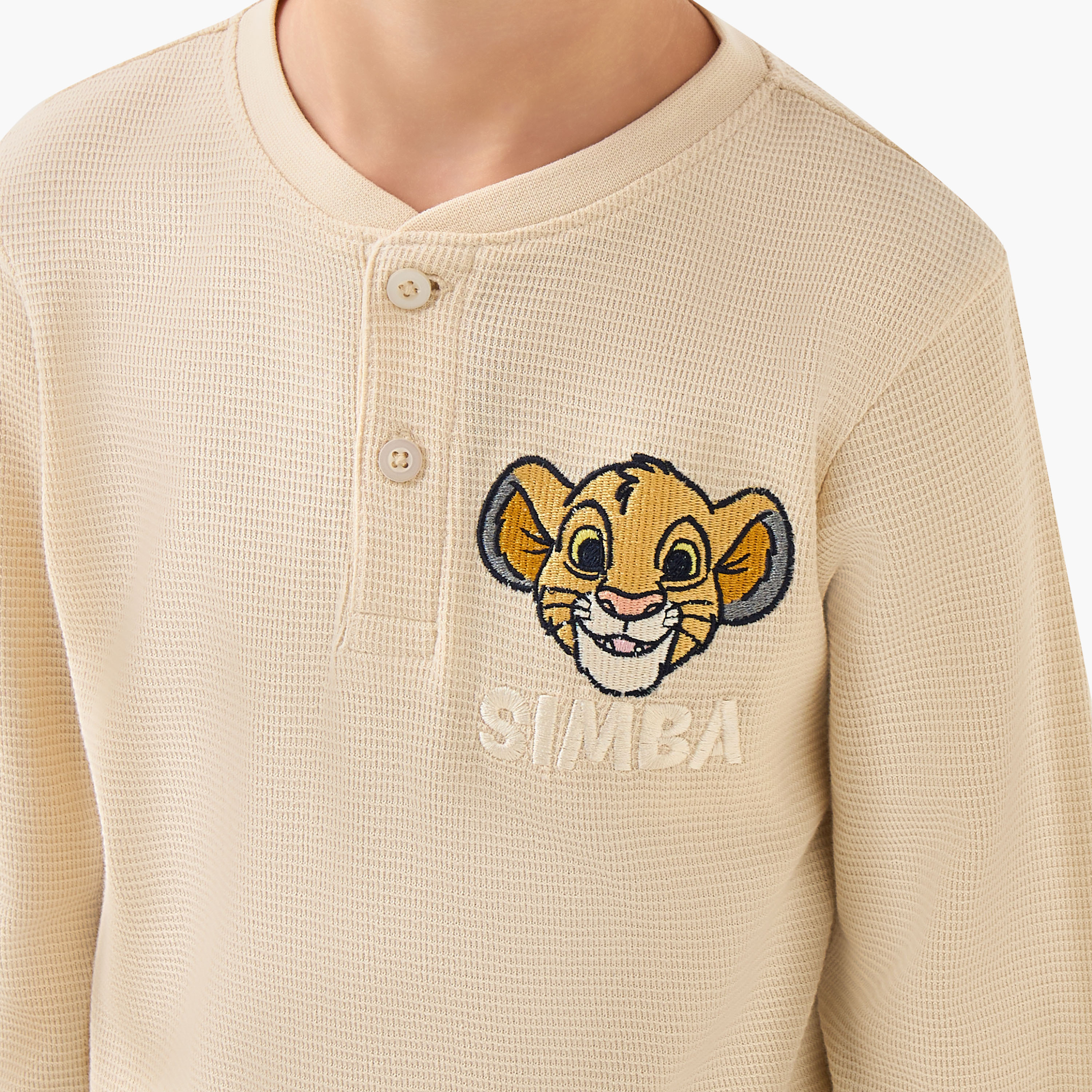 Disney Cotton Henley Neck Long Sleeves Pyjama Set with Simba Print-boys-clothing-nightwear-image-6
