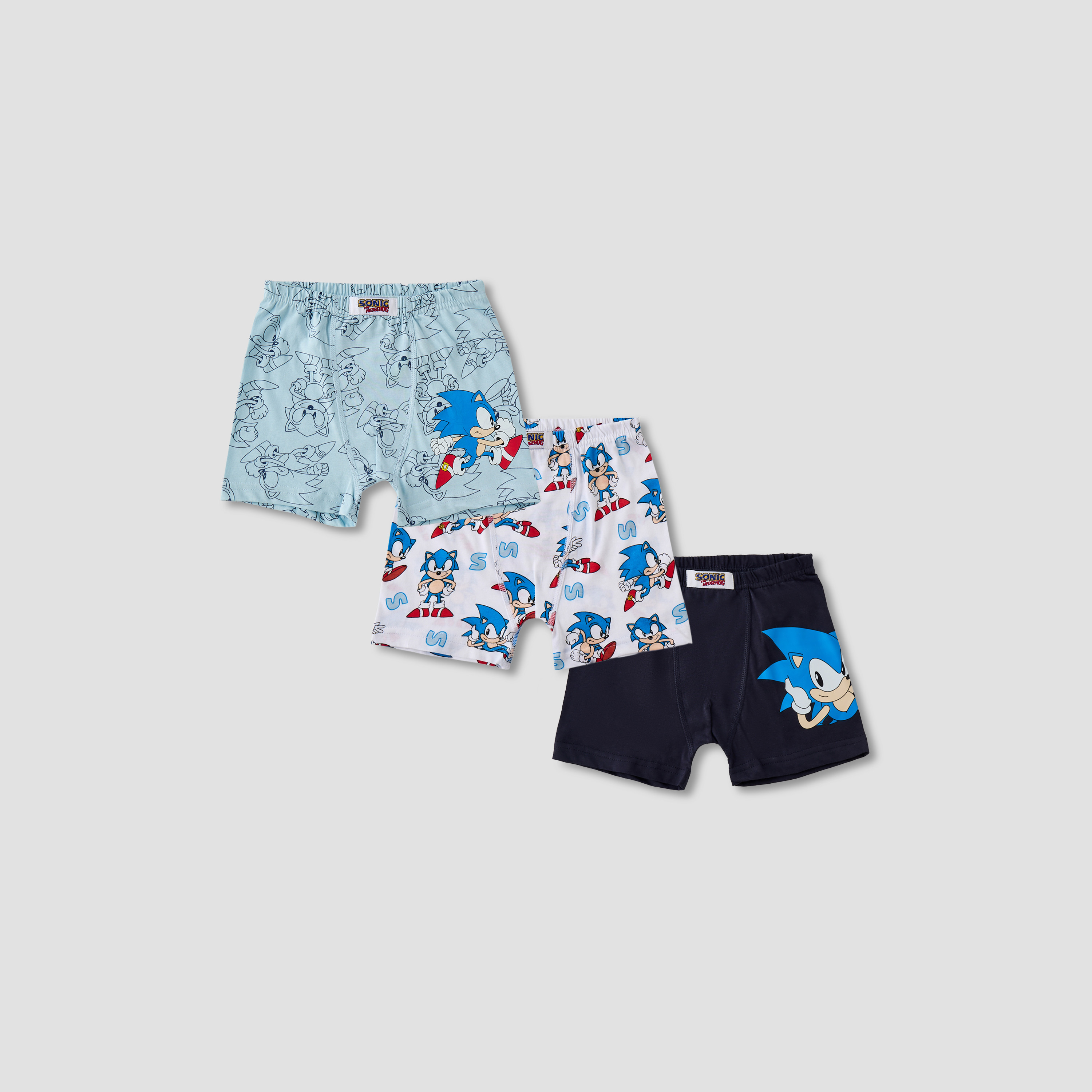 Pack of 3 Cotton Boxer Briefs with Sonic the Hedgehog Print-boys-clothing-innerwear-boxersandbriefs-image-1