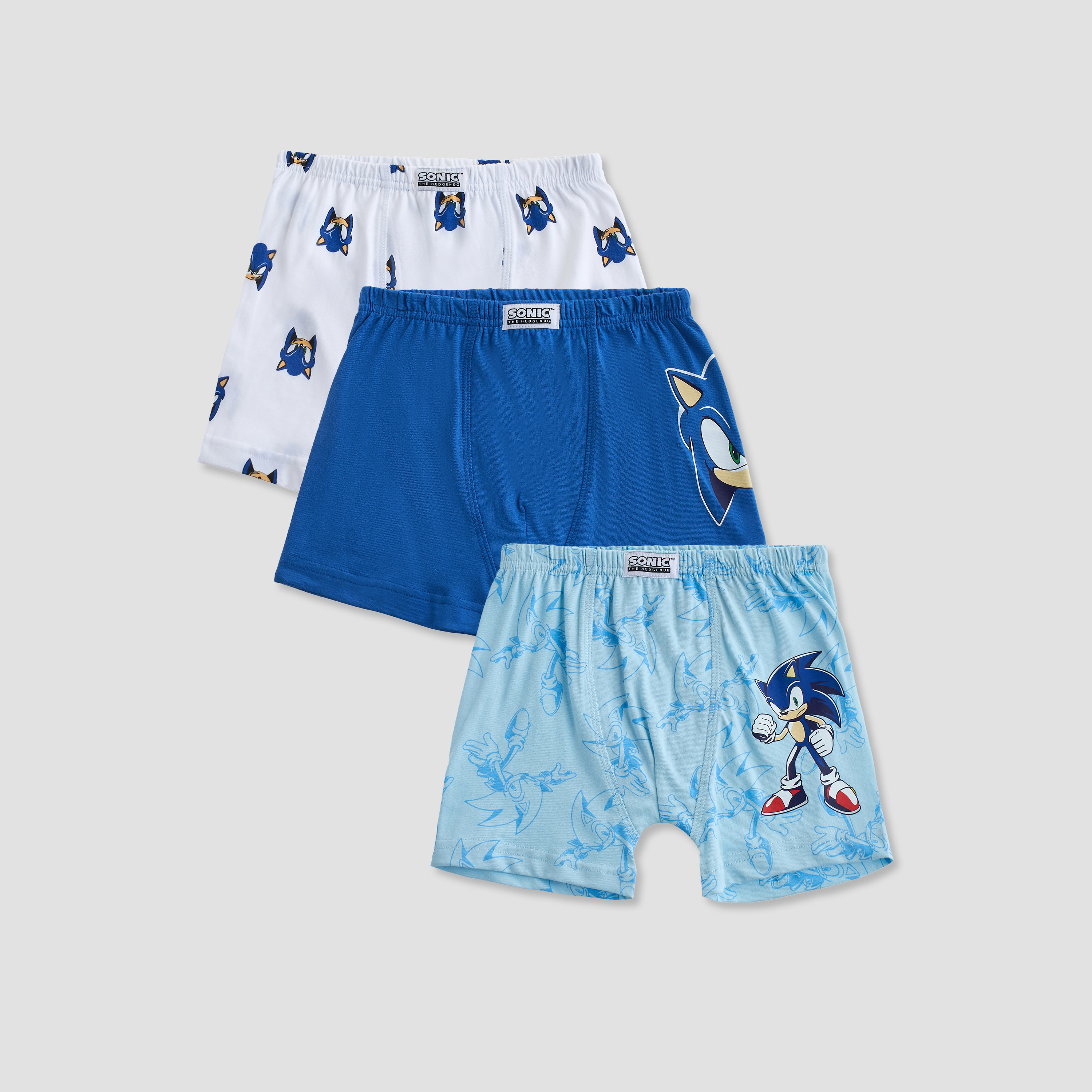 Pack of 3 Cotton Boxers with Sonic Print-boys-clothing-innerwear-boxersandbriefs-image-1