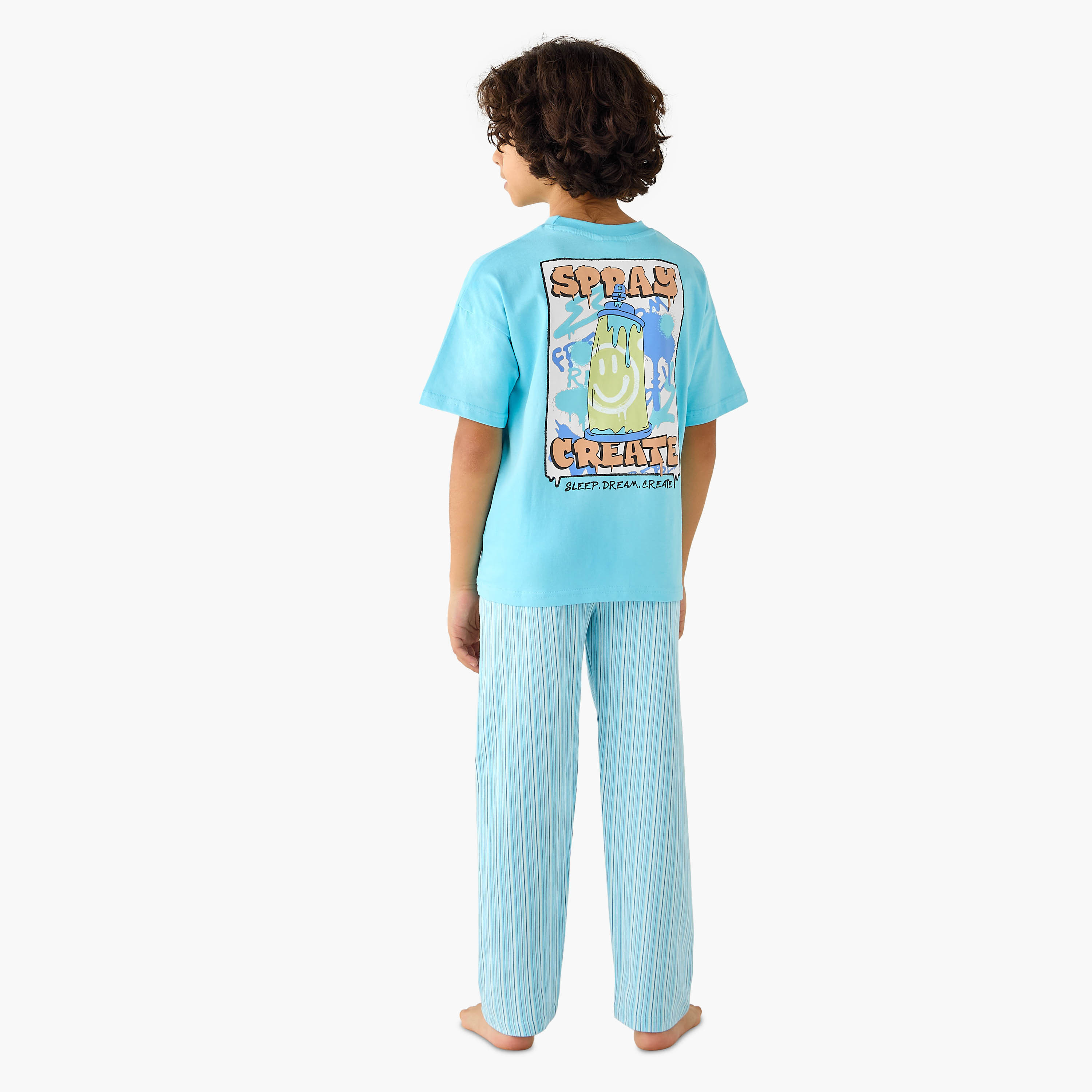 Juniors Printed T-shirt and Pyjama Set-boys-clothing-nightwear-image-4