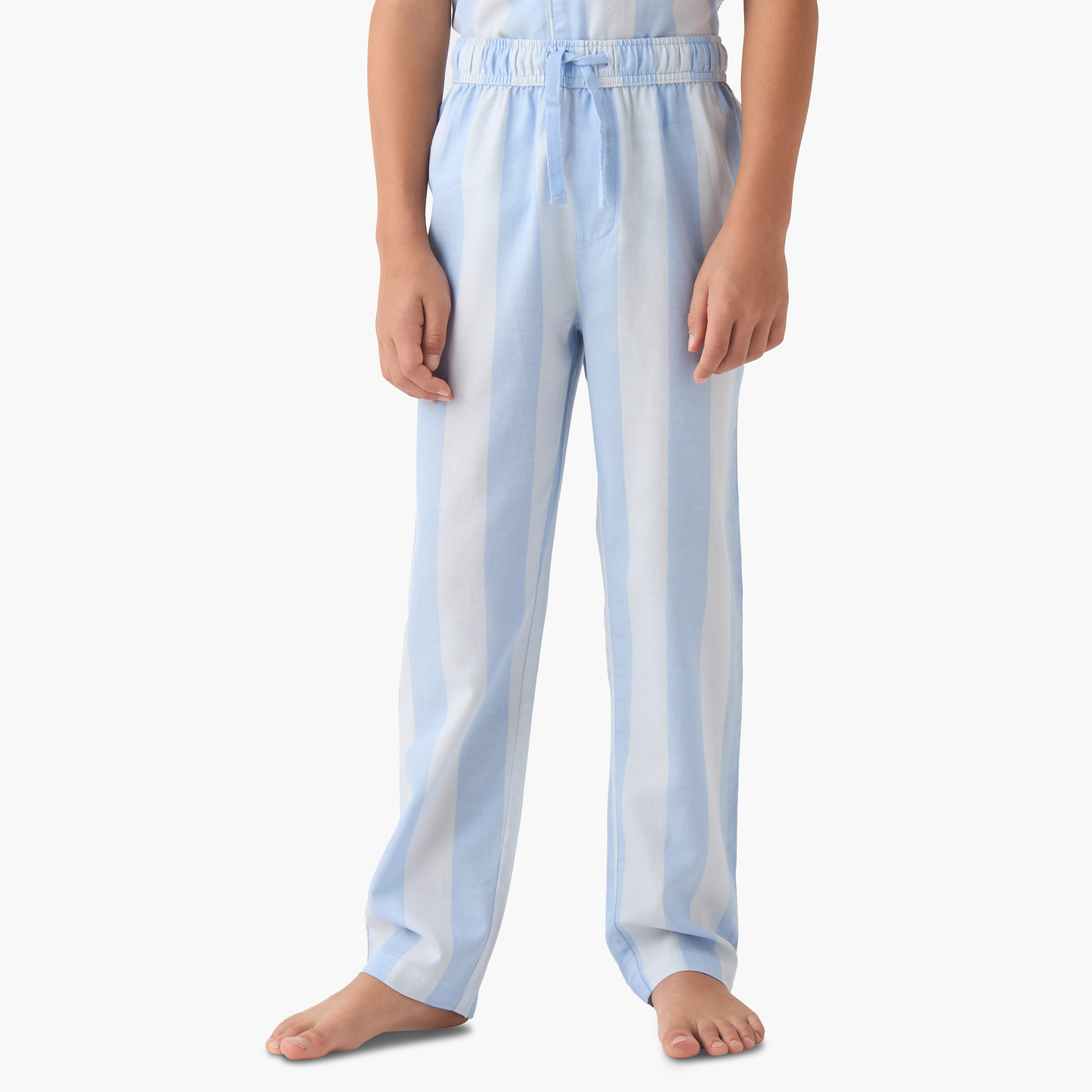 Juniors Boys Shirt and Pyjama Set with Stripes - Cotton - Short Sleeves - Collar-boys-clothing-nightwear-image-3