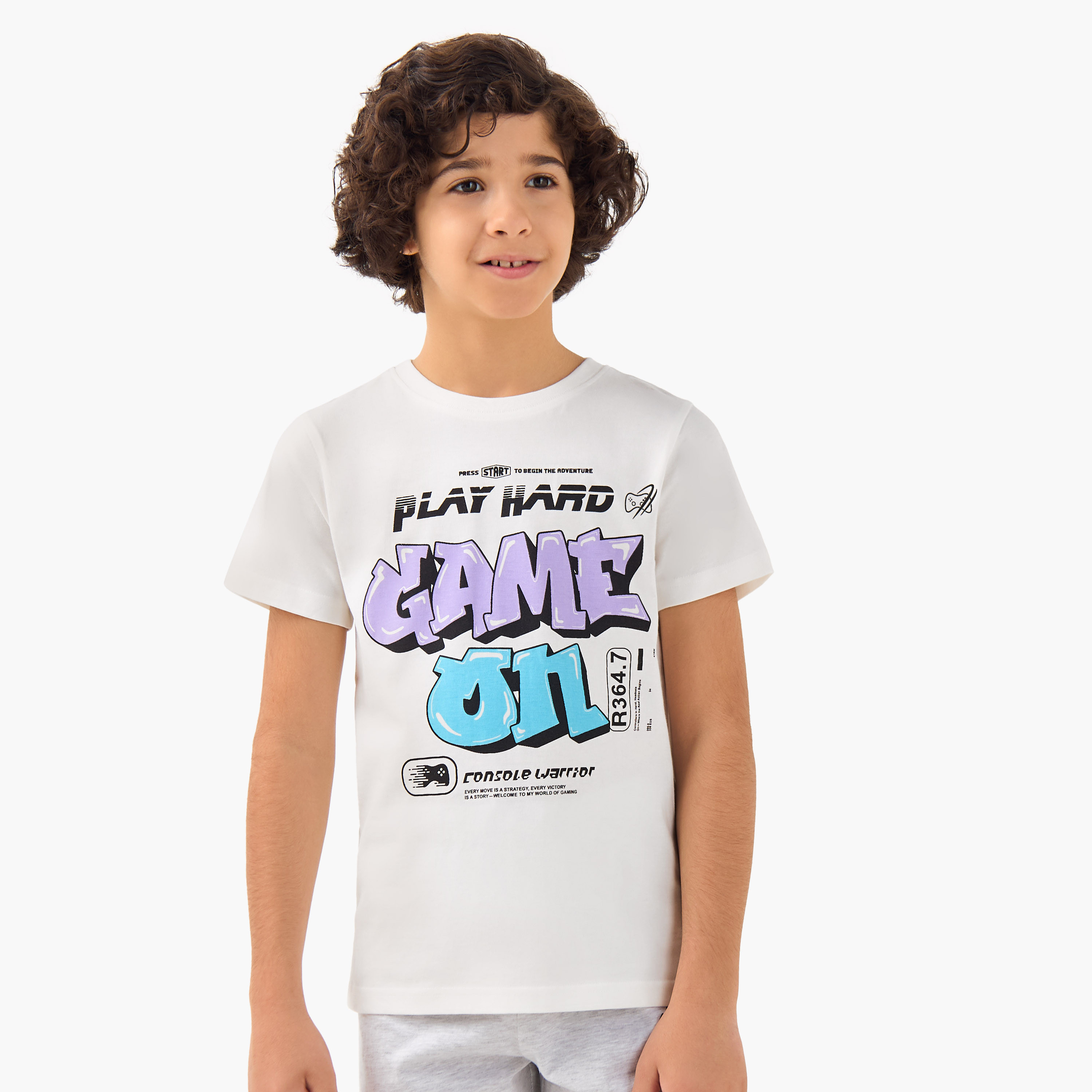 Juniors Boys Pyjama Set with Print - Cotton - Short Sleeves - Crew Neck - Set of 2-boys-clothing-nightwear-image-3
