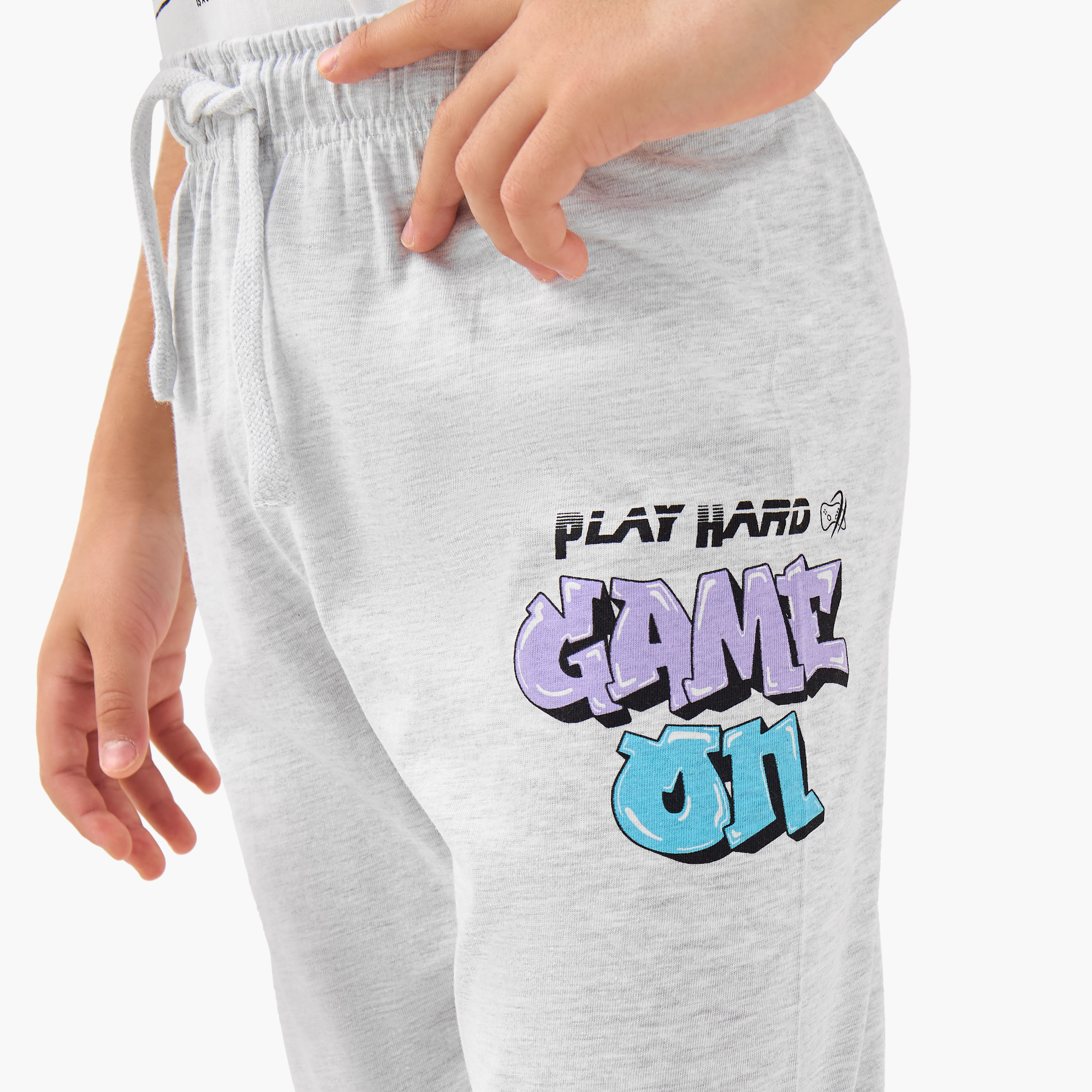 Juniors Boys Pyjama Set with Print - Cotton - Short Sleeves - Crew Neck - Set of 2-boys-clothing-nightwear-image-7