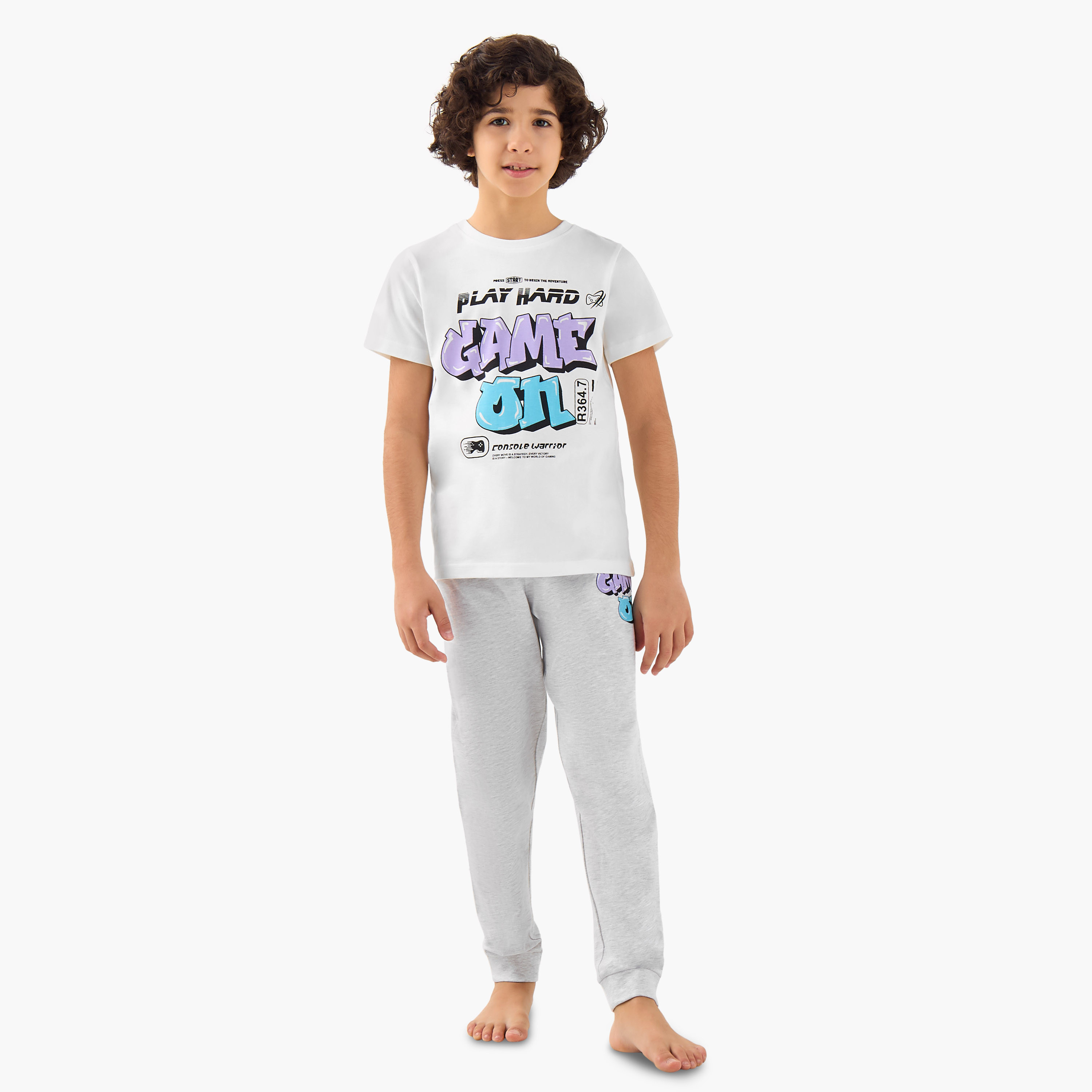Juniors Boys Pyjama Set with Print - Cotton - Short Sleeves - Crew Neck - Set of 2-boys-clothing-nightwear-image-8