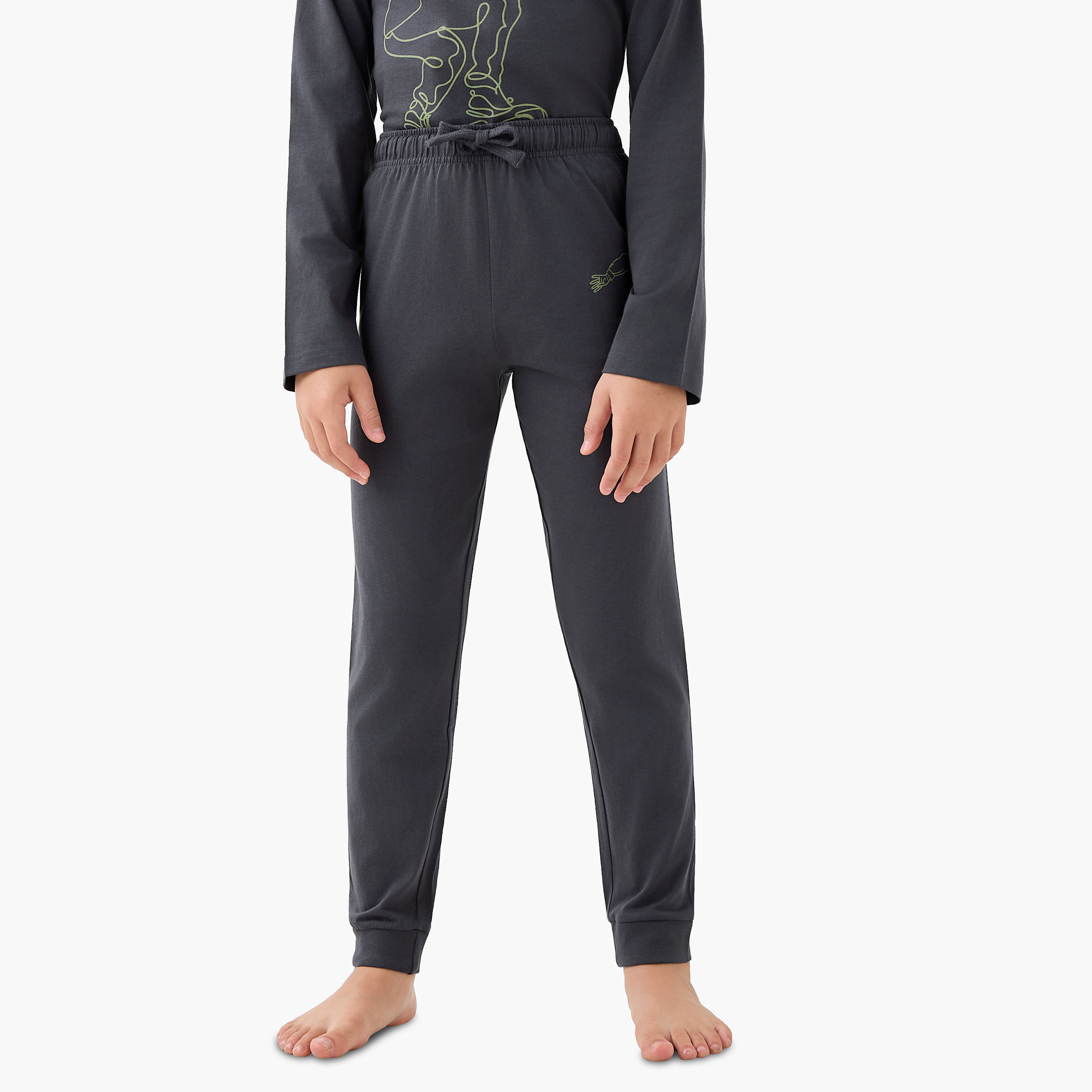Juniors Cotton Crew Neck Long Sleeves Pyjama Set with Skateboard Print, Set of 2-boys-clothing-nightwear-image-4
