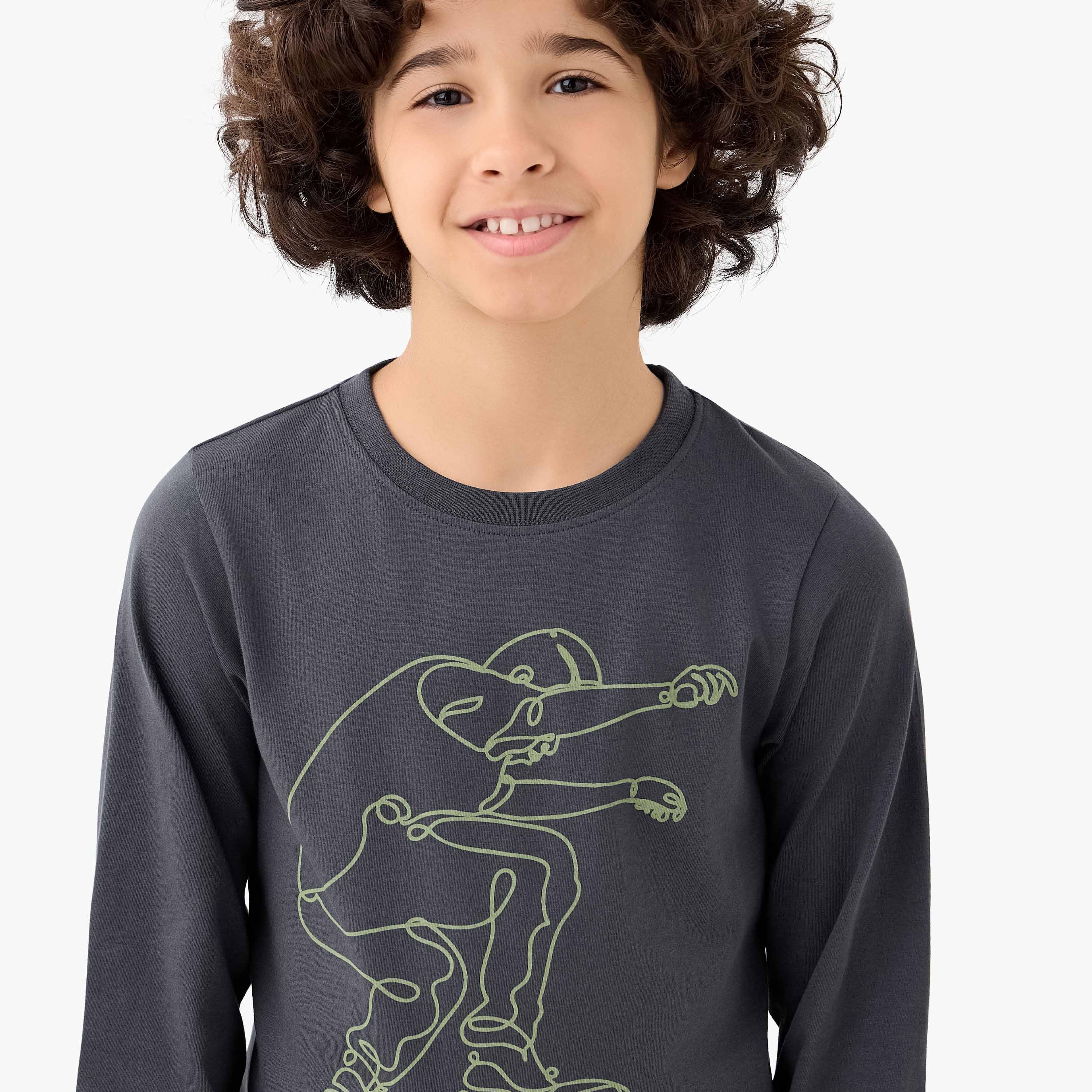 Juniors Cotton Crew Neck Long Sleeves Pyjama Set with Skateboard Print, Set of 2-boys-clothing-nightwear-image-6