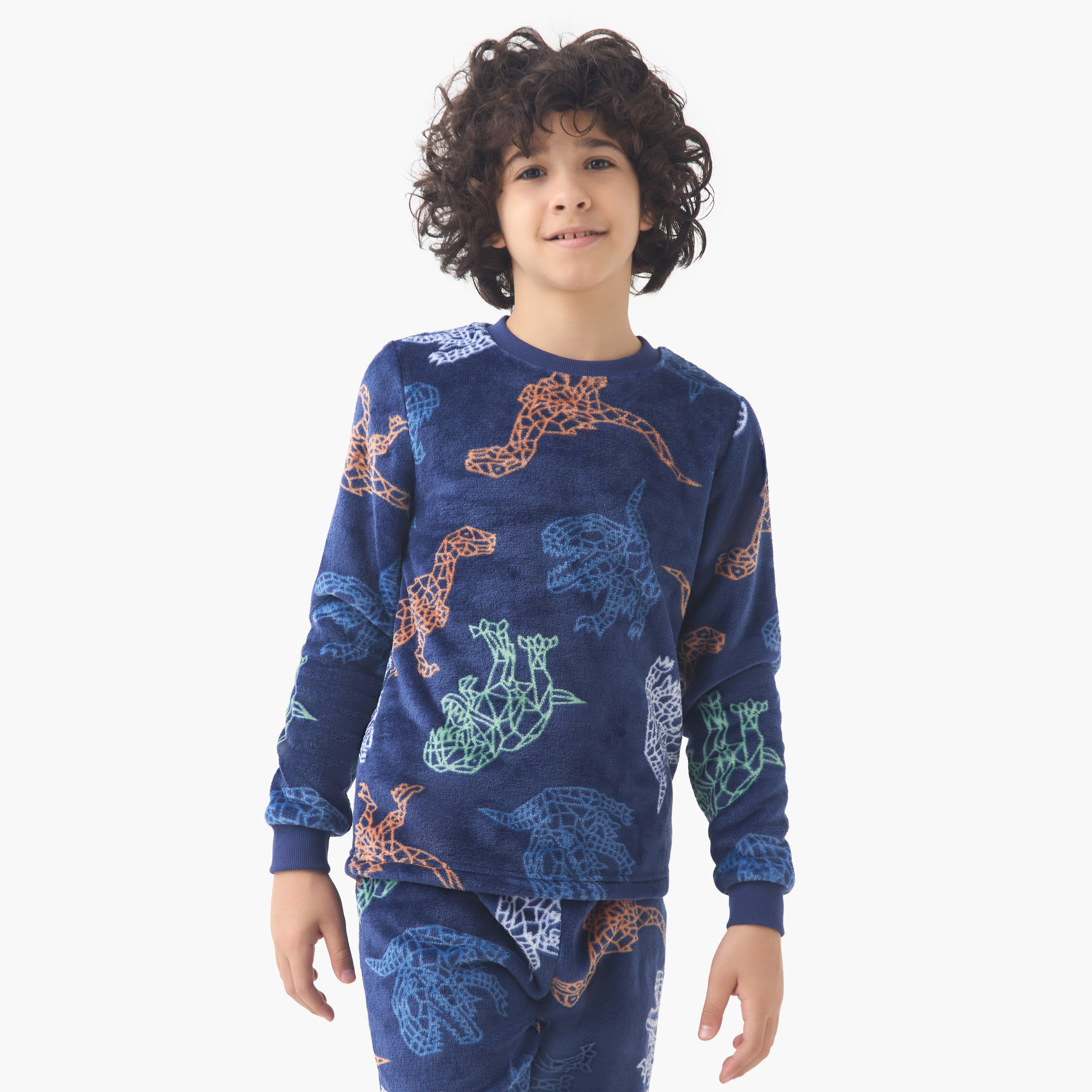 طقم بيجاما بوليستر بياقة ضيقة وأكمام طويلة وبطبعات للأولاد من جونيورز-boys-clothing-nightwear-image-2