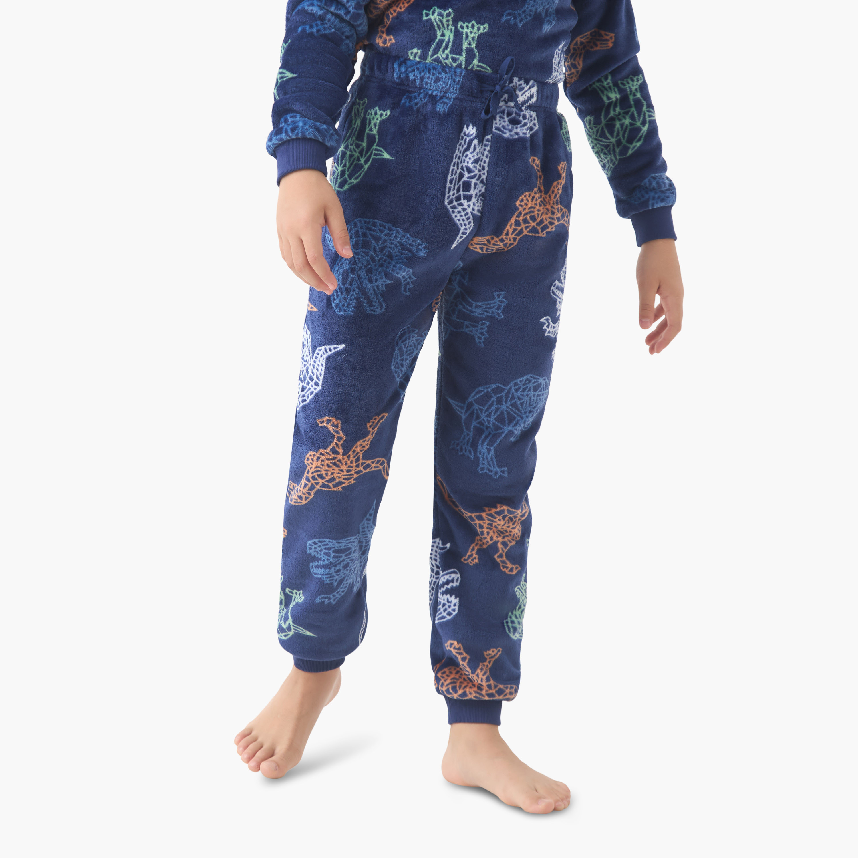طقم بيجاما بوليستر بياقة ضيقة وأكمام طويلة وبطبعات للأولاد من جونيورز-boys-clothing-nightwear-image-3