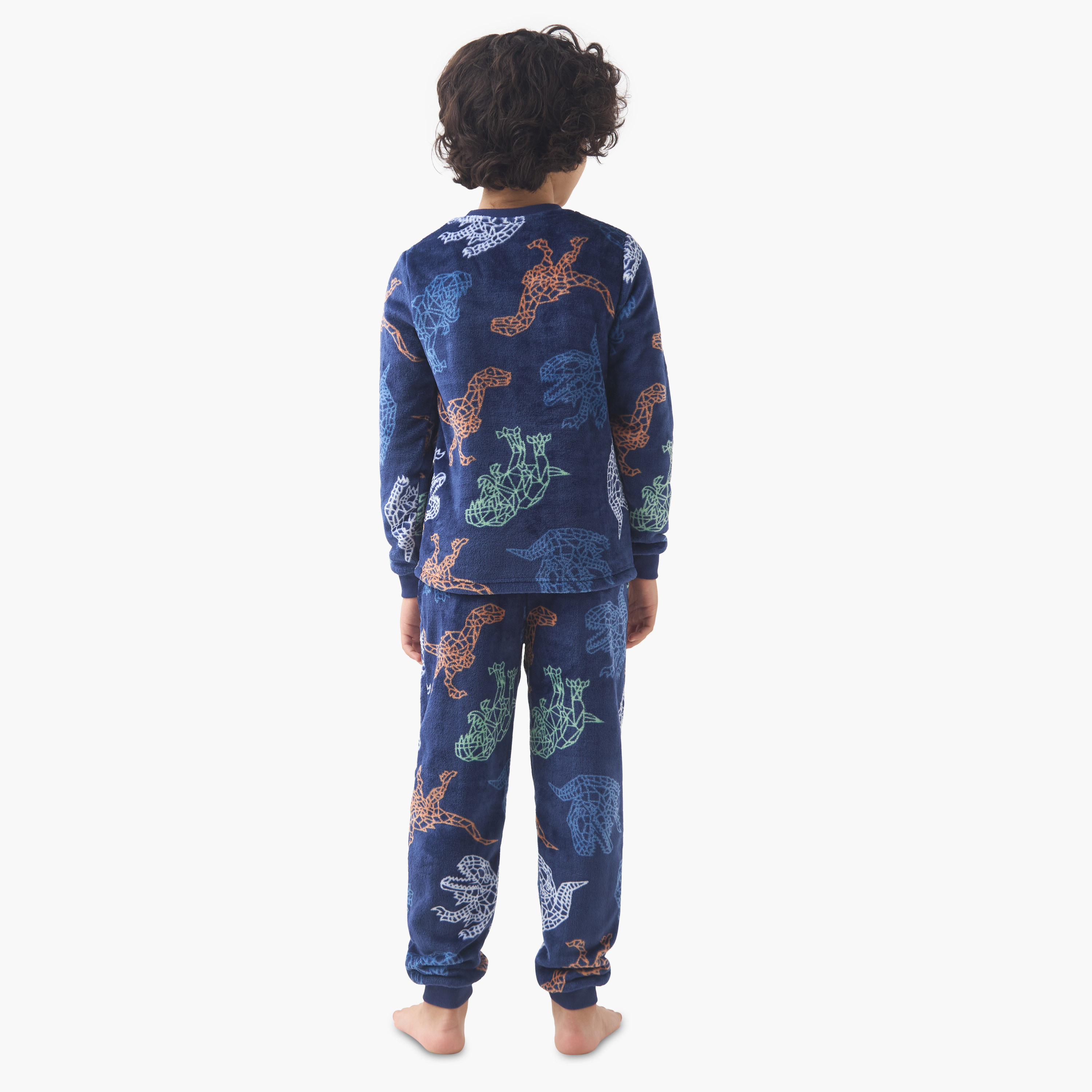 طقم بيجاما بوليستر بياقة ضيقة وأكمام طويلة وبطبعات للأولاد من جونيورز-boys-clothing-nightwear-image-4