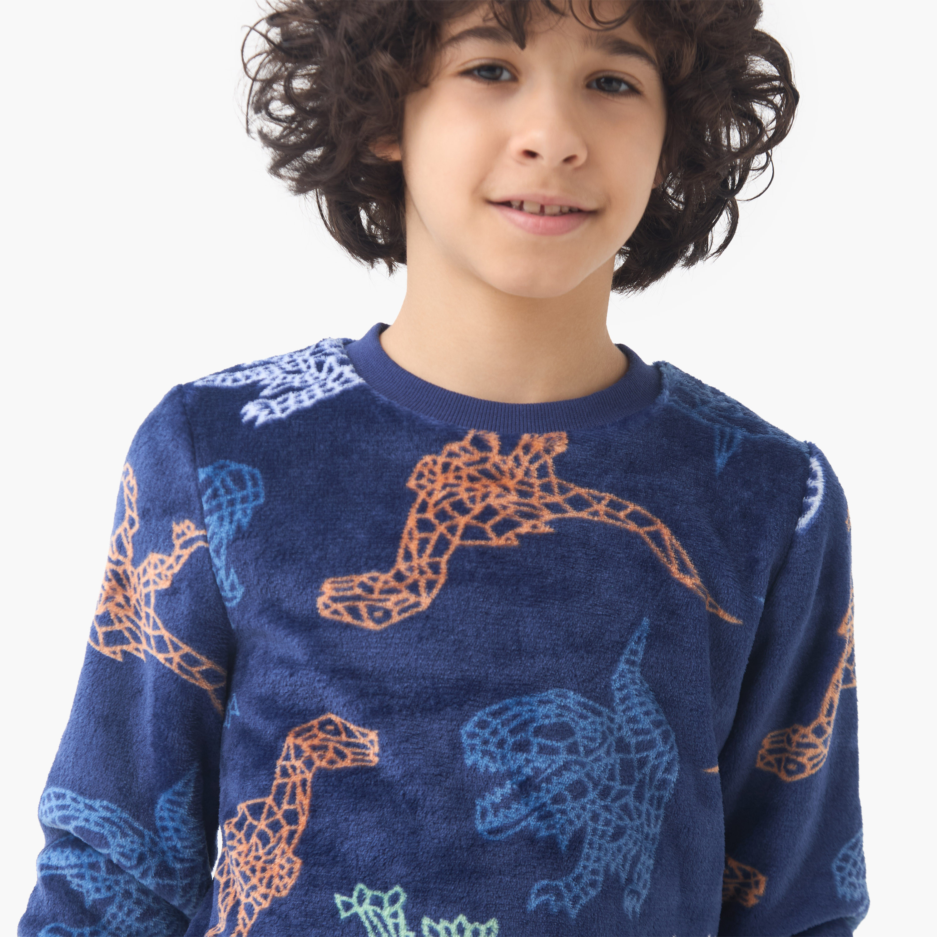 طقم بيجاما بوليستر بياقة ضيقة وأكمام طويلة وبطبعات للأولاد من جونيورز-boys-clothing-nightwear-image-5