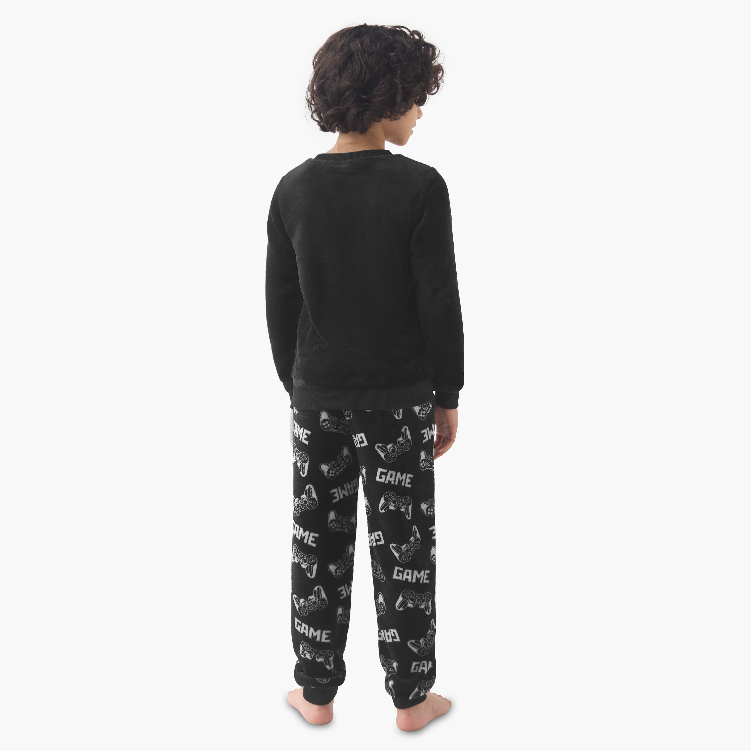 Juniors Boys Pyjama Set with Gamer Print - Polyester - Long Sleeves - Crew Neck-boys-clothing-nightwear-image-4