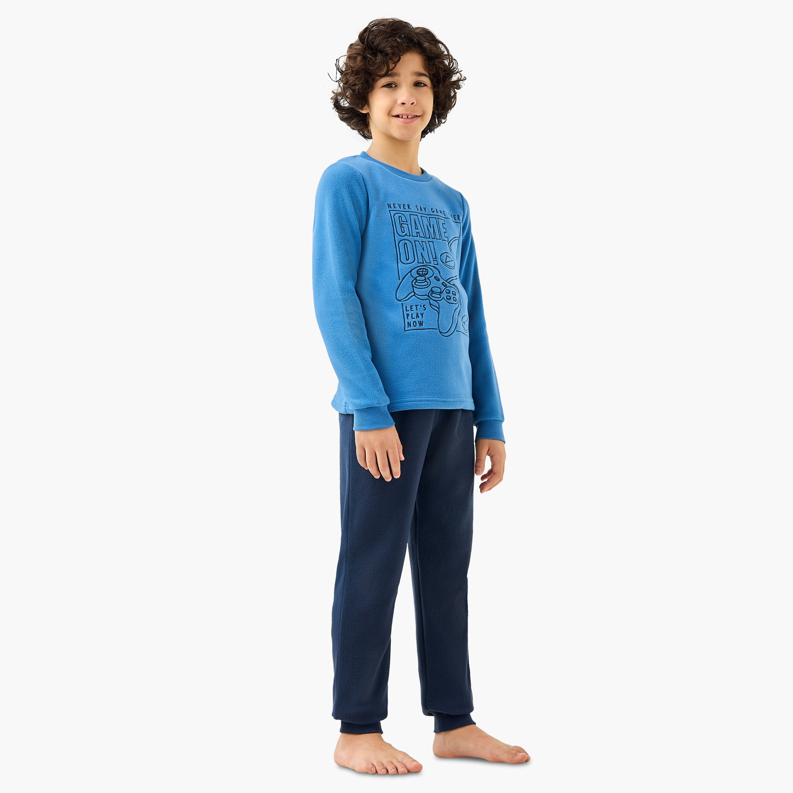 Juniors Gamer Embroidered T-shirt and Pyjama Set-boys-clothing-nightwear-image-1