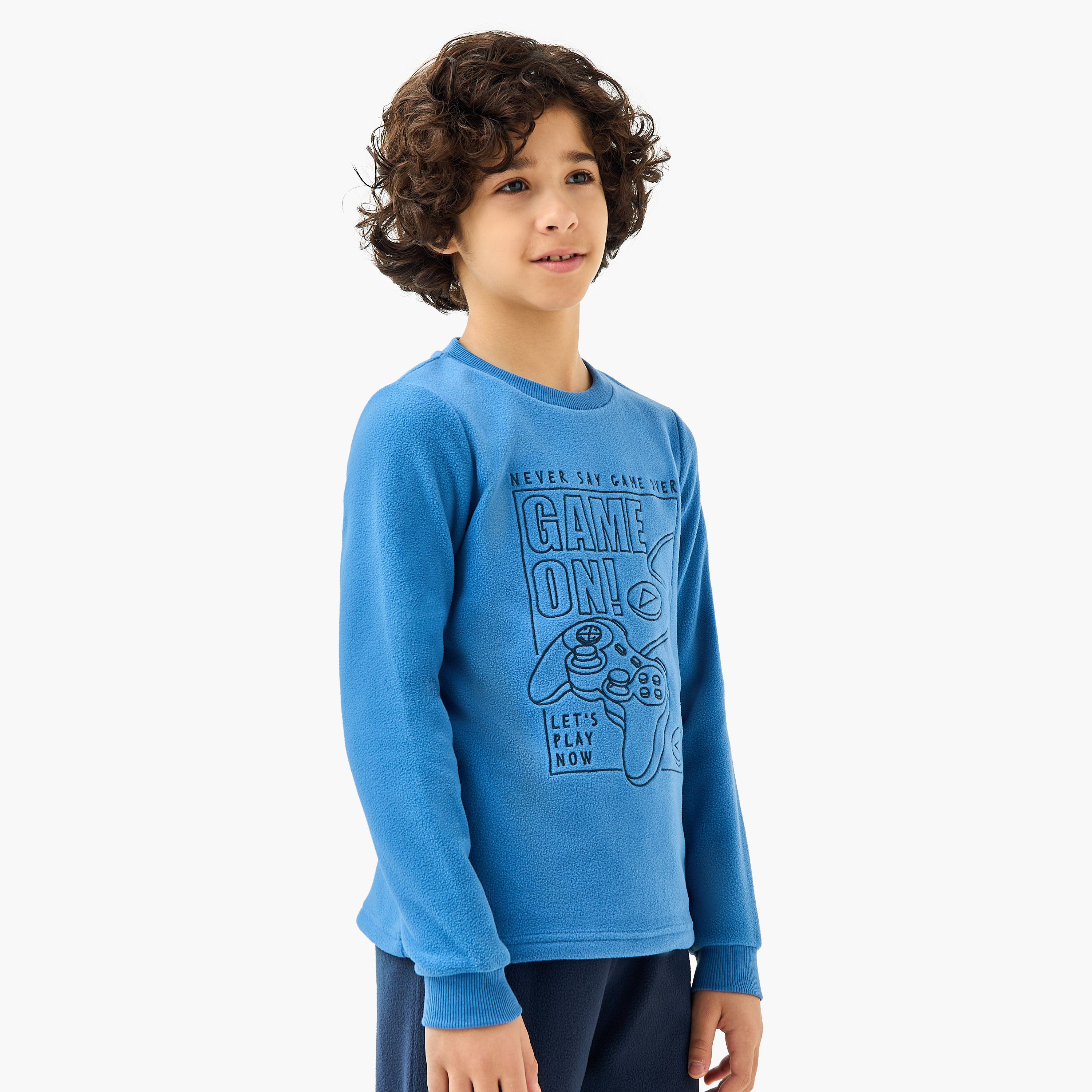 Juniors Gamer Embroidered T-shirt and Pyjama Set-boys-clothing-nightwear-image-2