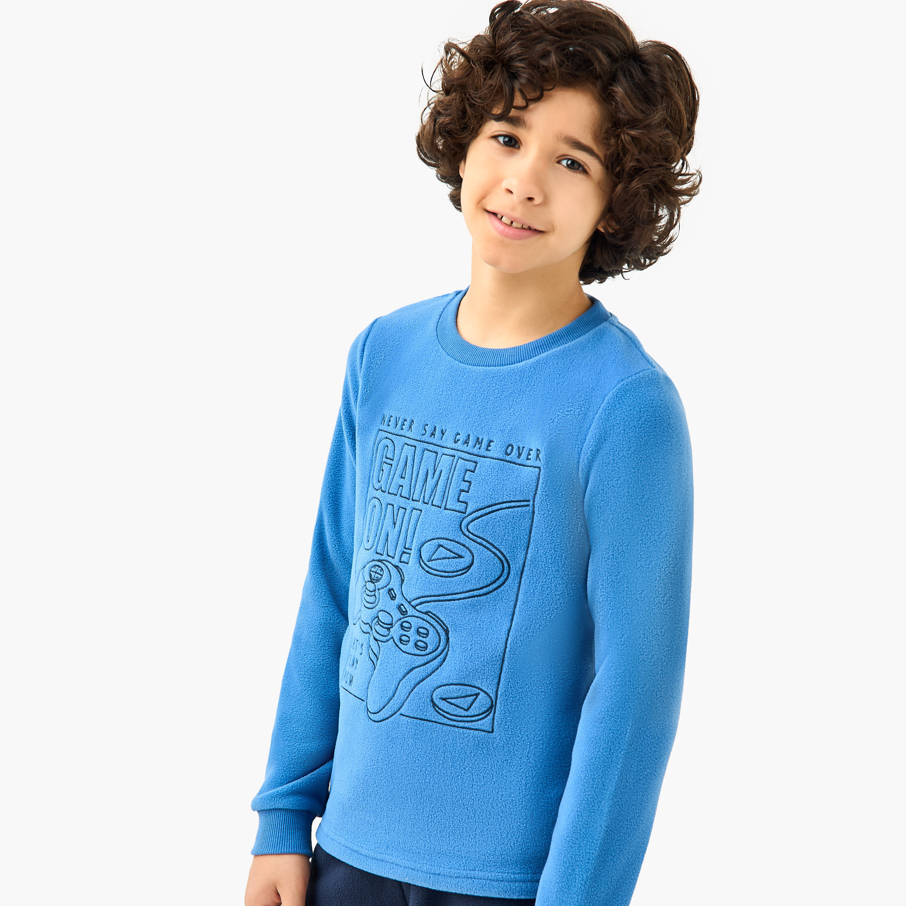 Juniors Gamer Embroidered T-shirt and Pyjama Set-boys-clothing-nightwear-image-5