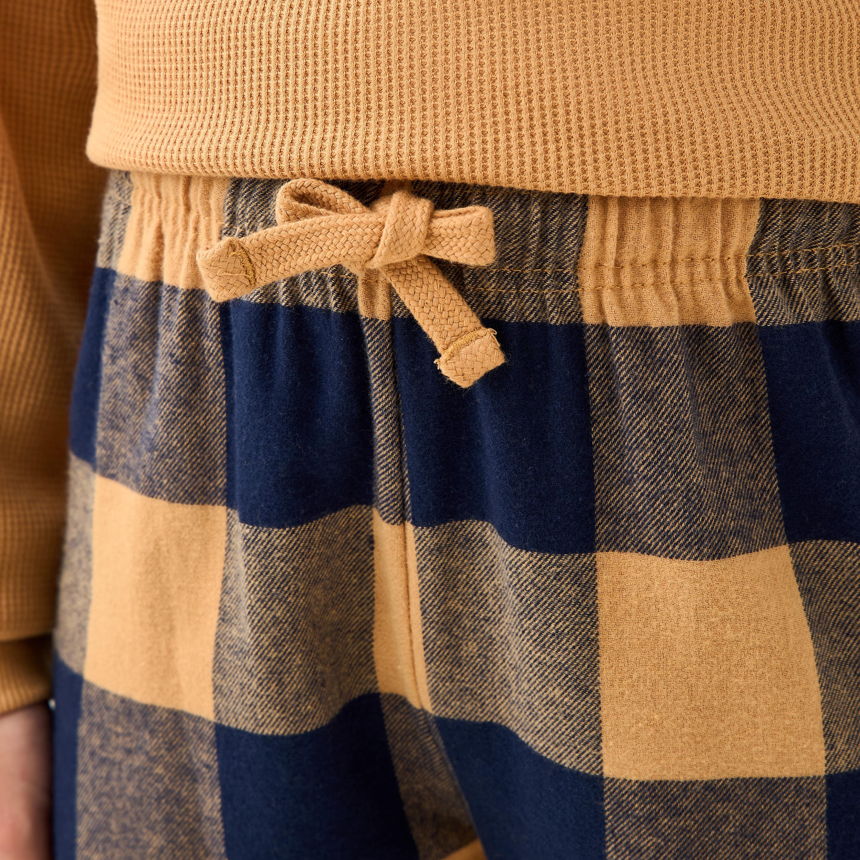 Juniors Cotton Henley Neck Long Sleeves Pyjama Set with Checked Design-boys-clothing-nightwear-image-6