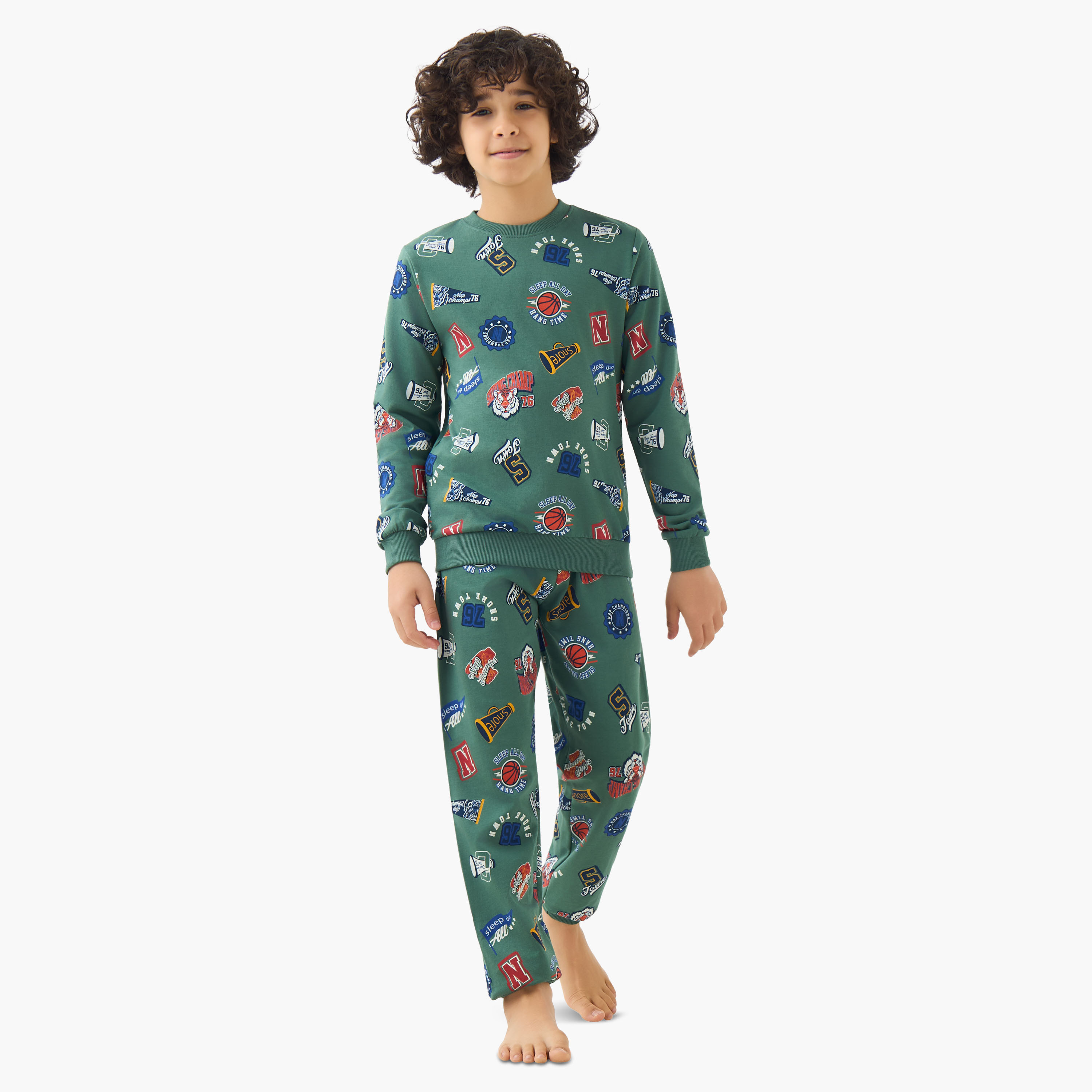 طقم بيجاما قطن بياقة ضيقة وأكمام طويلة وطبعات من جونيورز-boys-clothing-nightwear-image-6