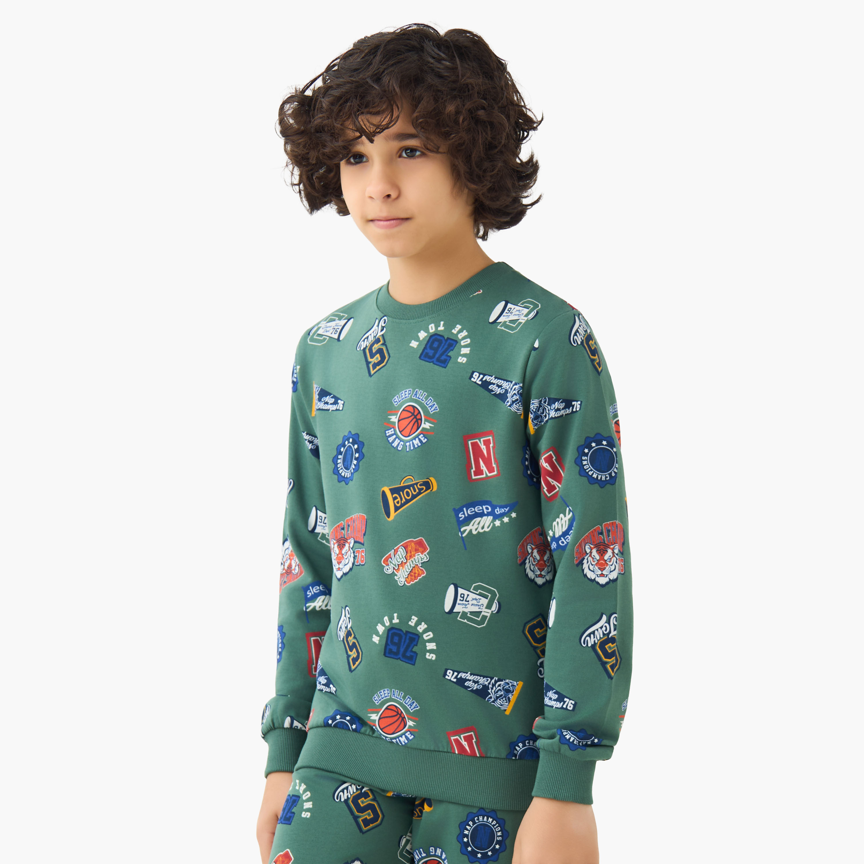 طقم بيجاما قطن بياقة ضيقة وأكمام طويلة وطبعات من جونيورز-boys-clothing-nightwear-image-5