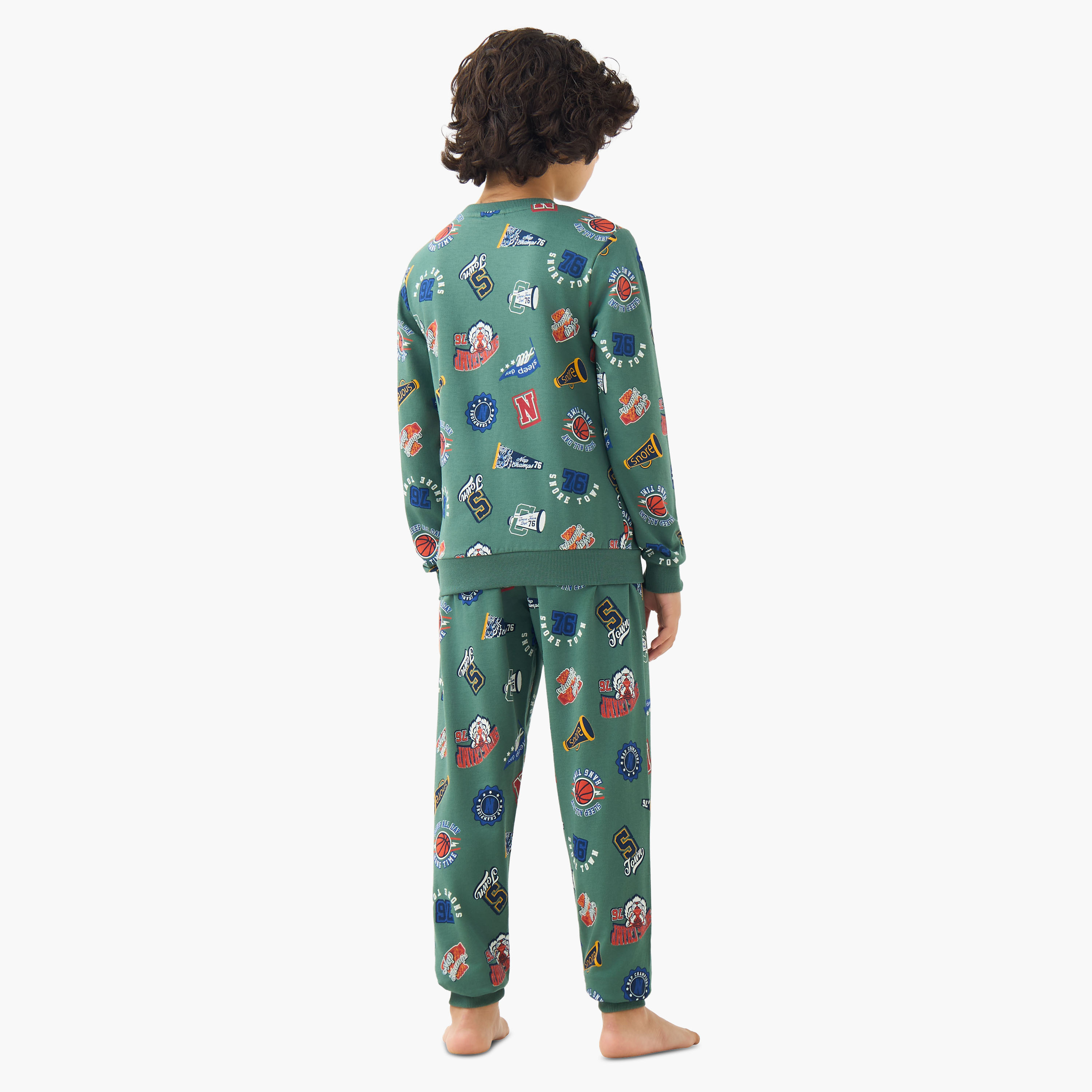 طقم بيجاما قطن بياقة ضيقة وأكمام طويلة وطبعات من جونيورز-boys-clothing-nightwear-image-3