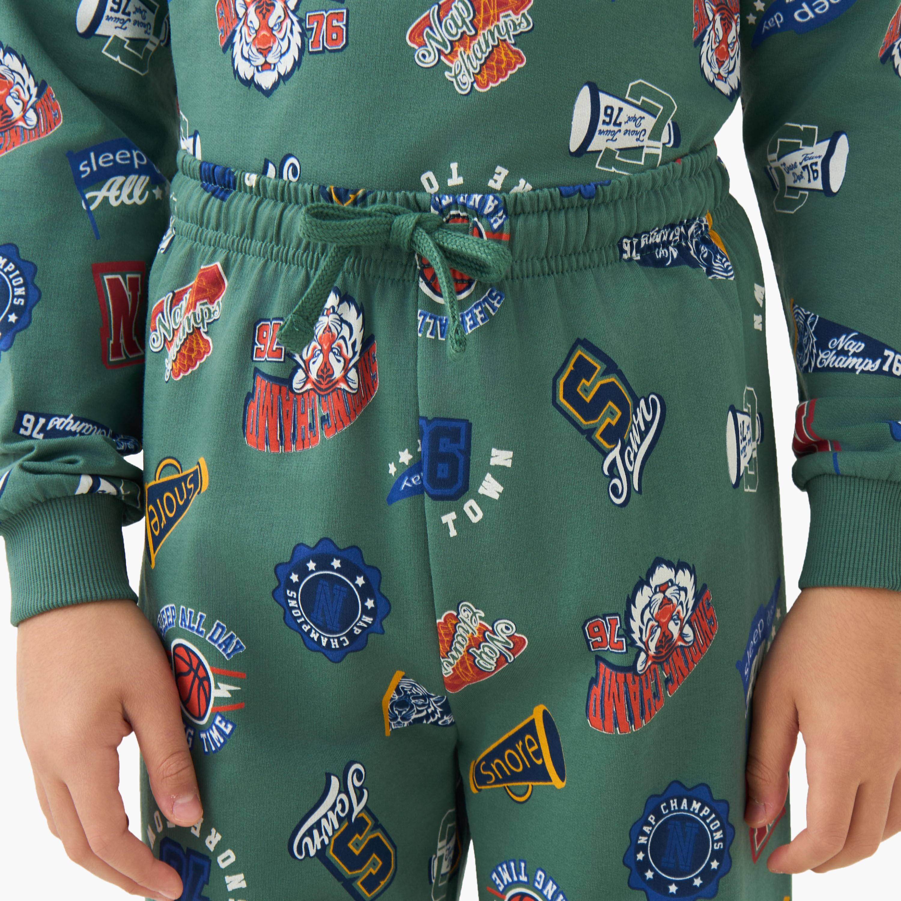 طقم بيجاما قطن بياقة ضيقة وأكمام طويلة وطبعات من جونيورز-boys-clothing-nightwear-image-1