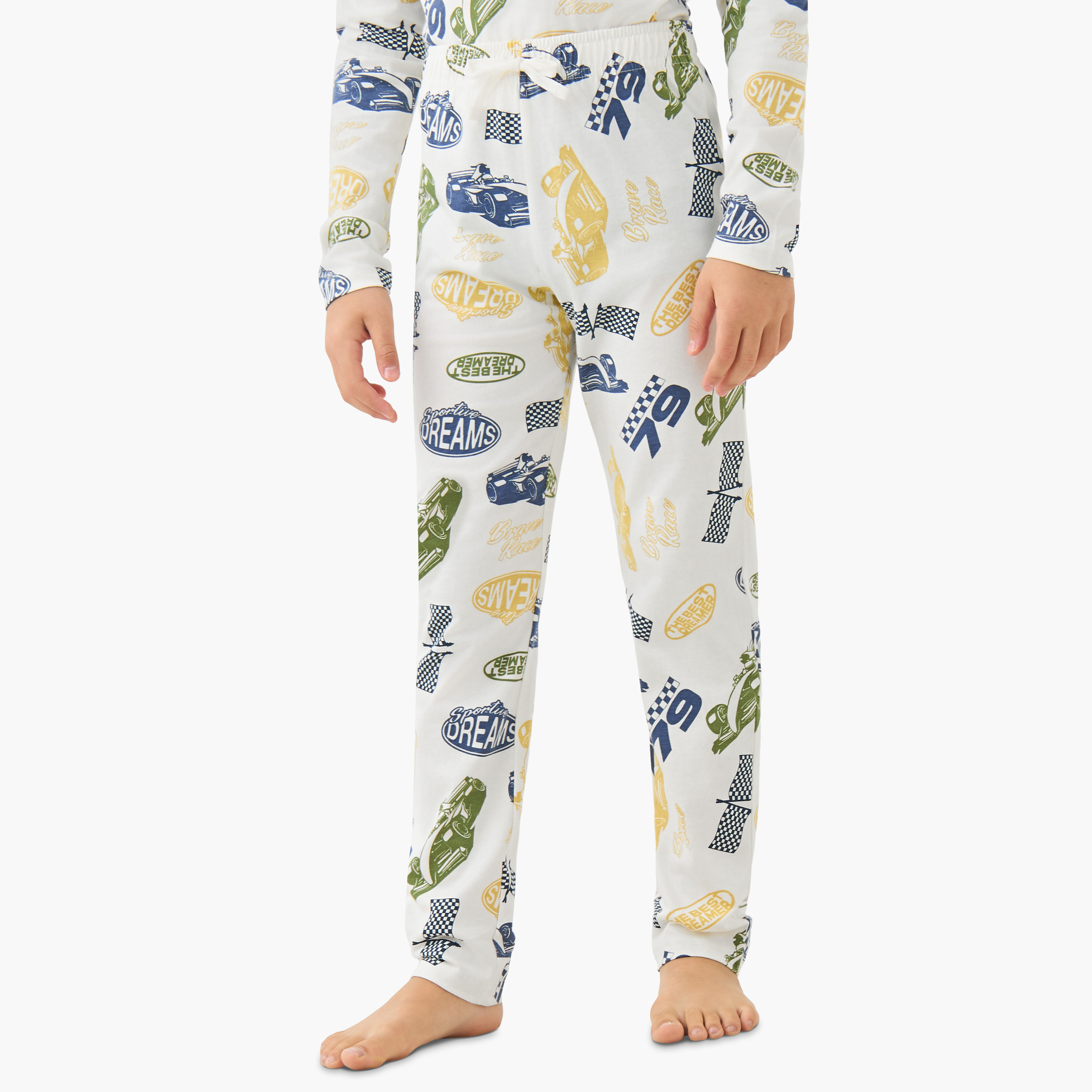 Juniors Cotton Crew Neck Long Sleeves Pyjama Set with Print-boys-clothing-nightwear-image-3
