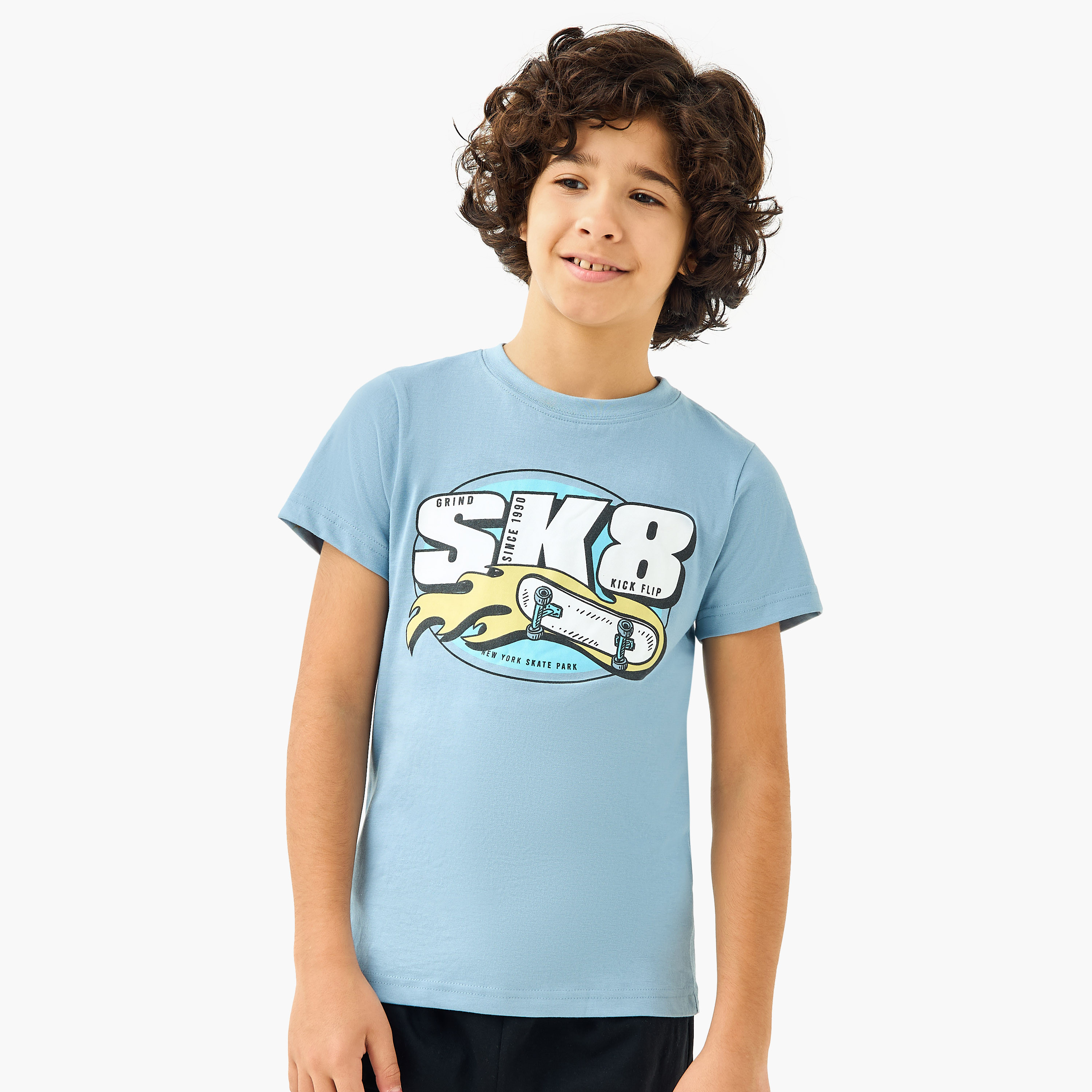 Juniors Skate Print T-shirt and Shorts Set-boys-clothing-nightwear-image-2