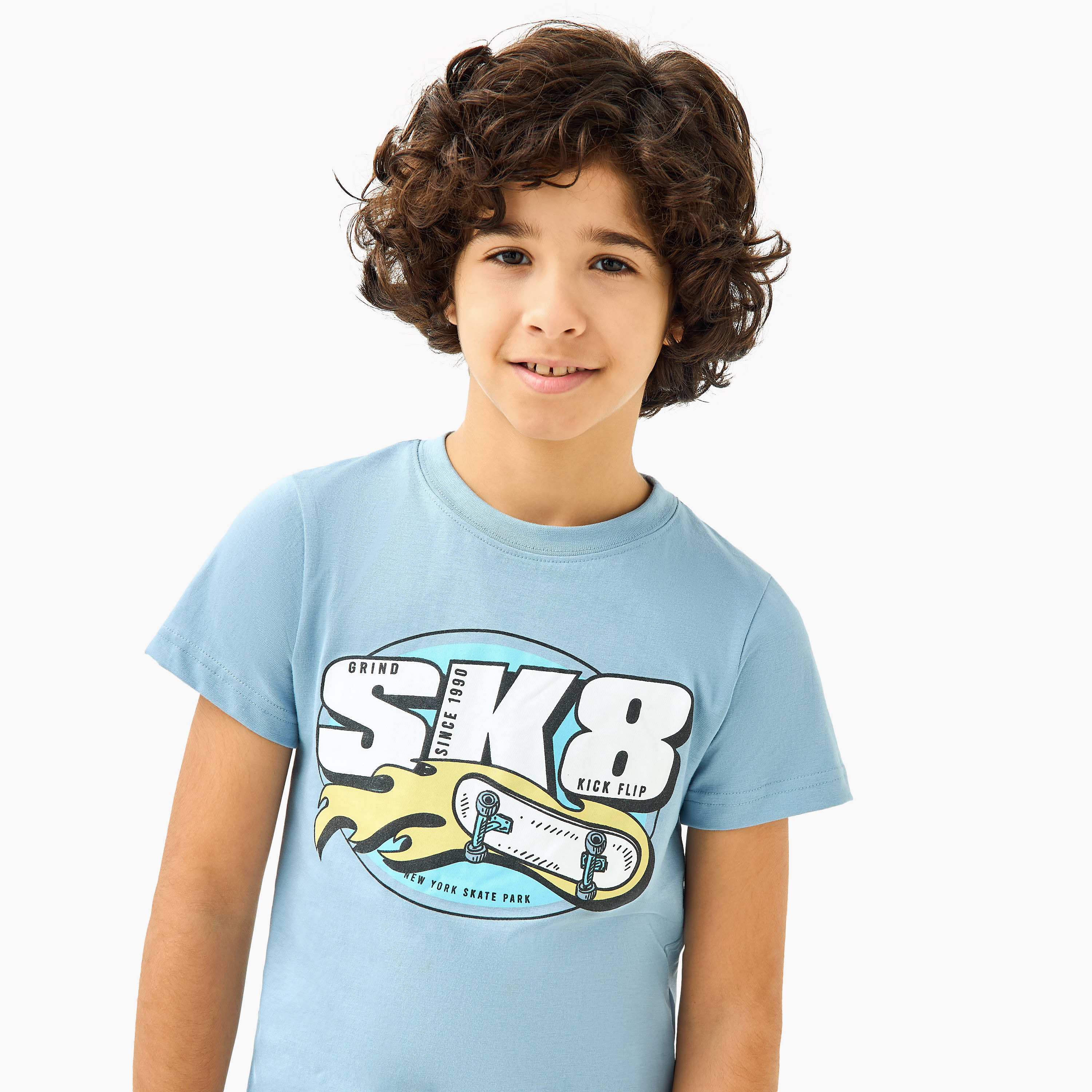 Juniors Skate Print T-shirt and Shorts Set-boys-clothing-nightwear-image-5