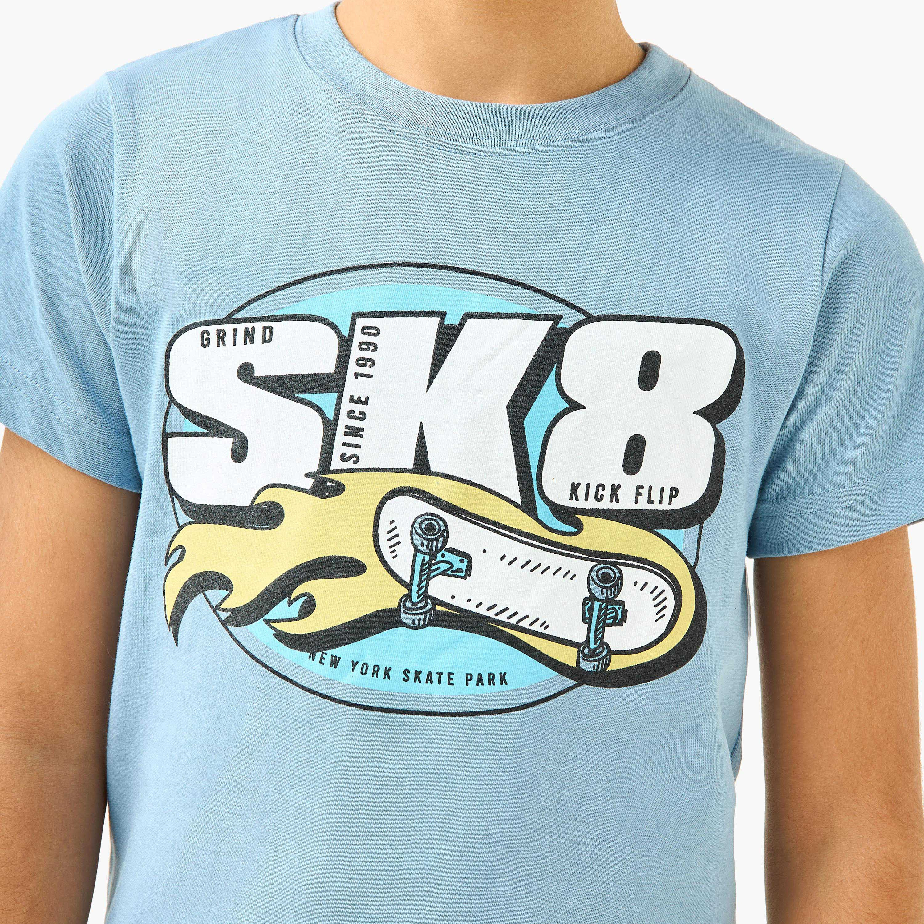 Juniors Skate Print T-shirt and Shorts Set-boys-clothing-nightwear-image-6