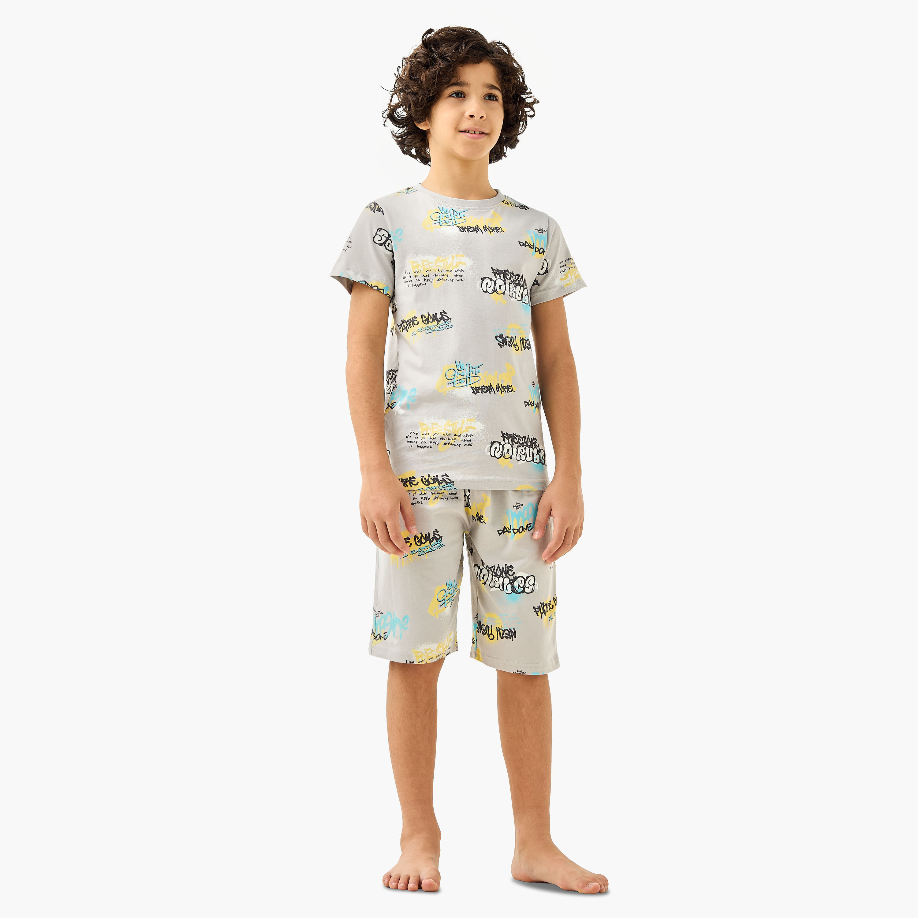 Juniors Skateboard Print T-shirt and Pyjamas - Set of 3-boys-clothing-nightwear-image-2