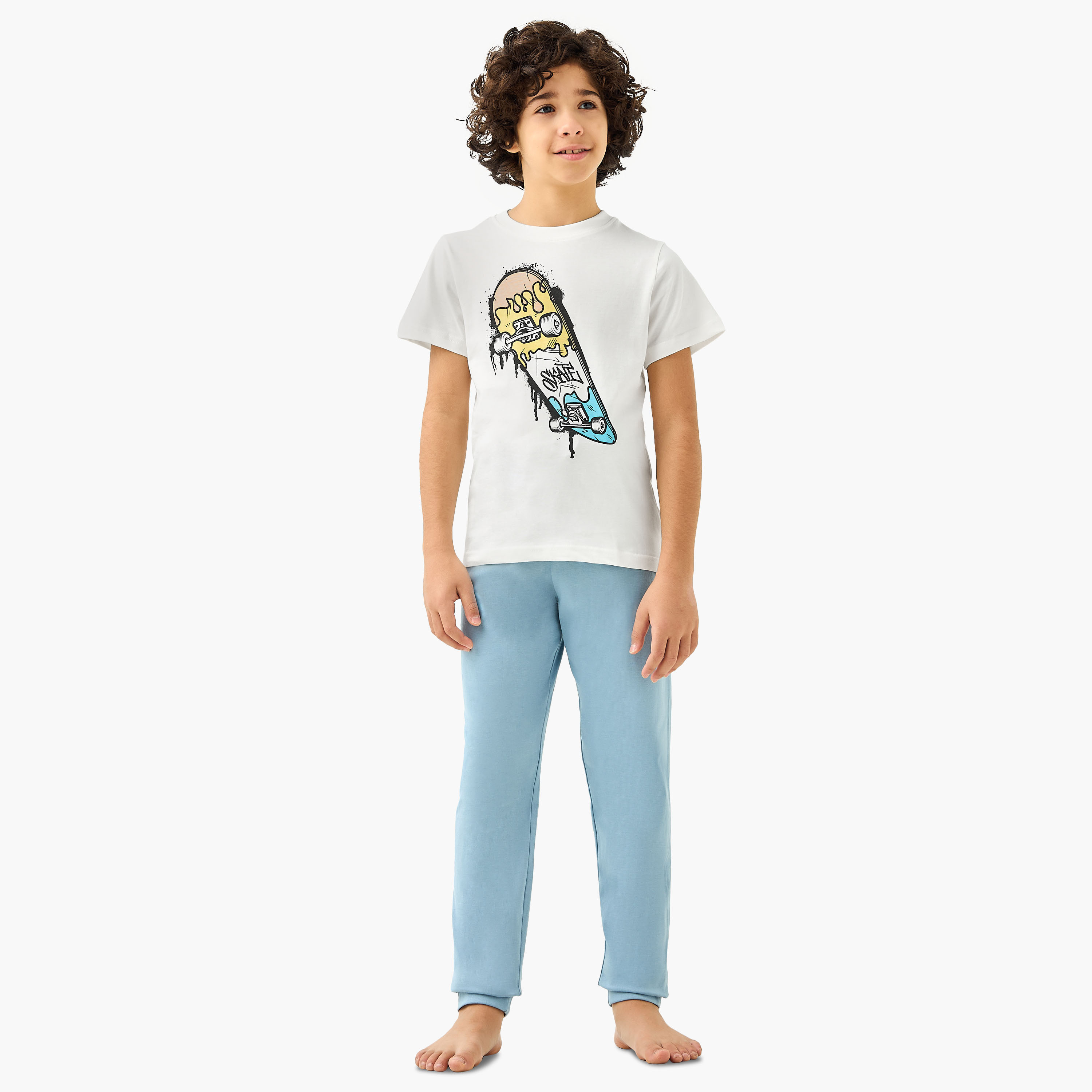 Juniors Skateboard Print T-shirt and Pyjamas - Set of 3-boys-clothing-nightwear-image-9
