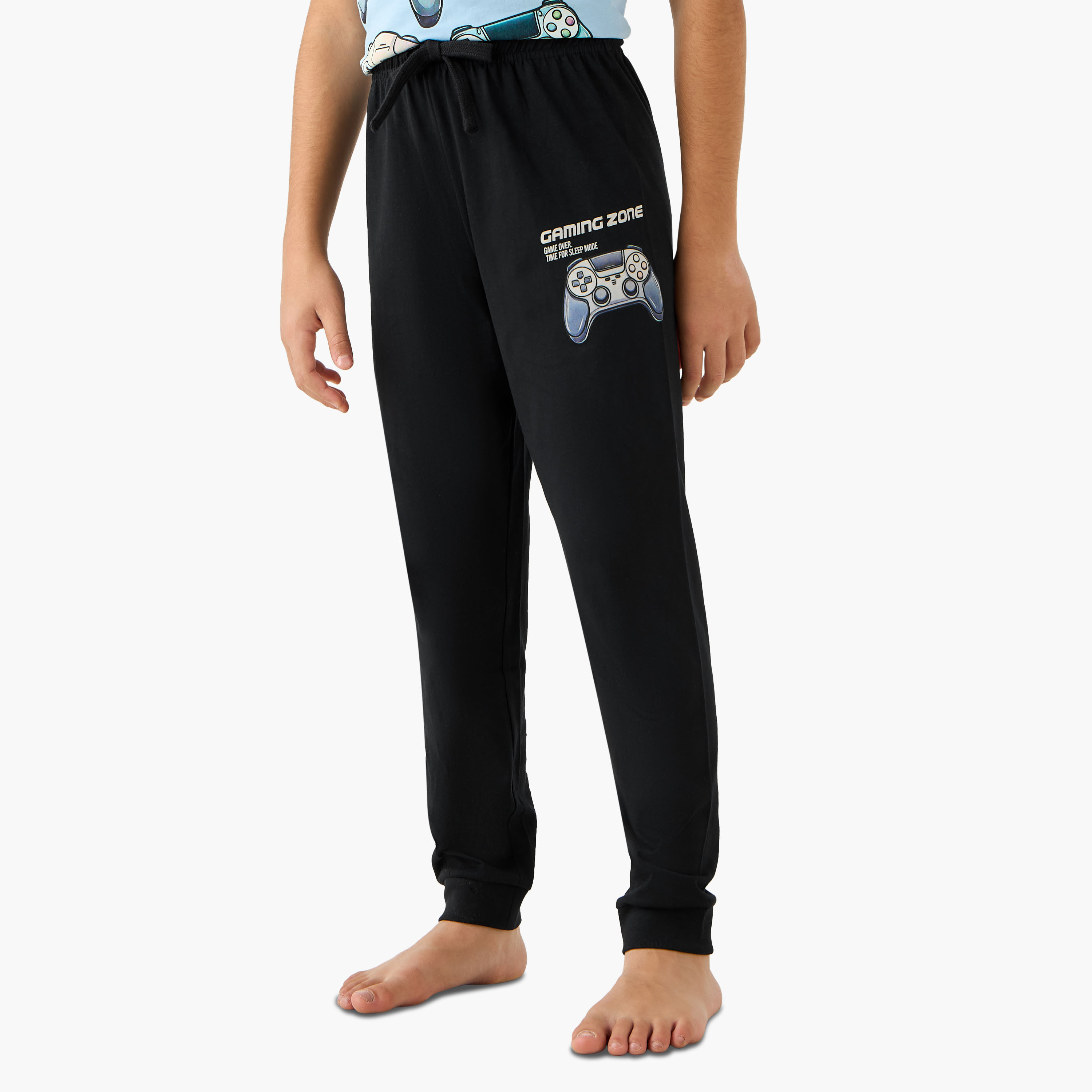 Juniors Gaming Controller Print T-shirt and Pyjamas - Set of 3-boys-clothing-nightwear-image-5