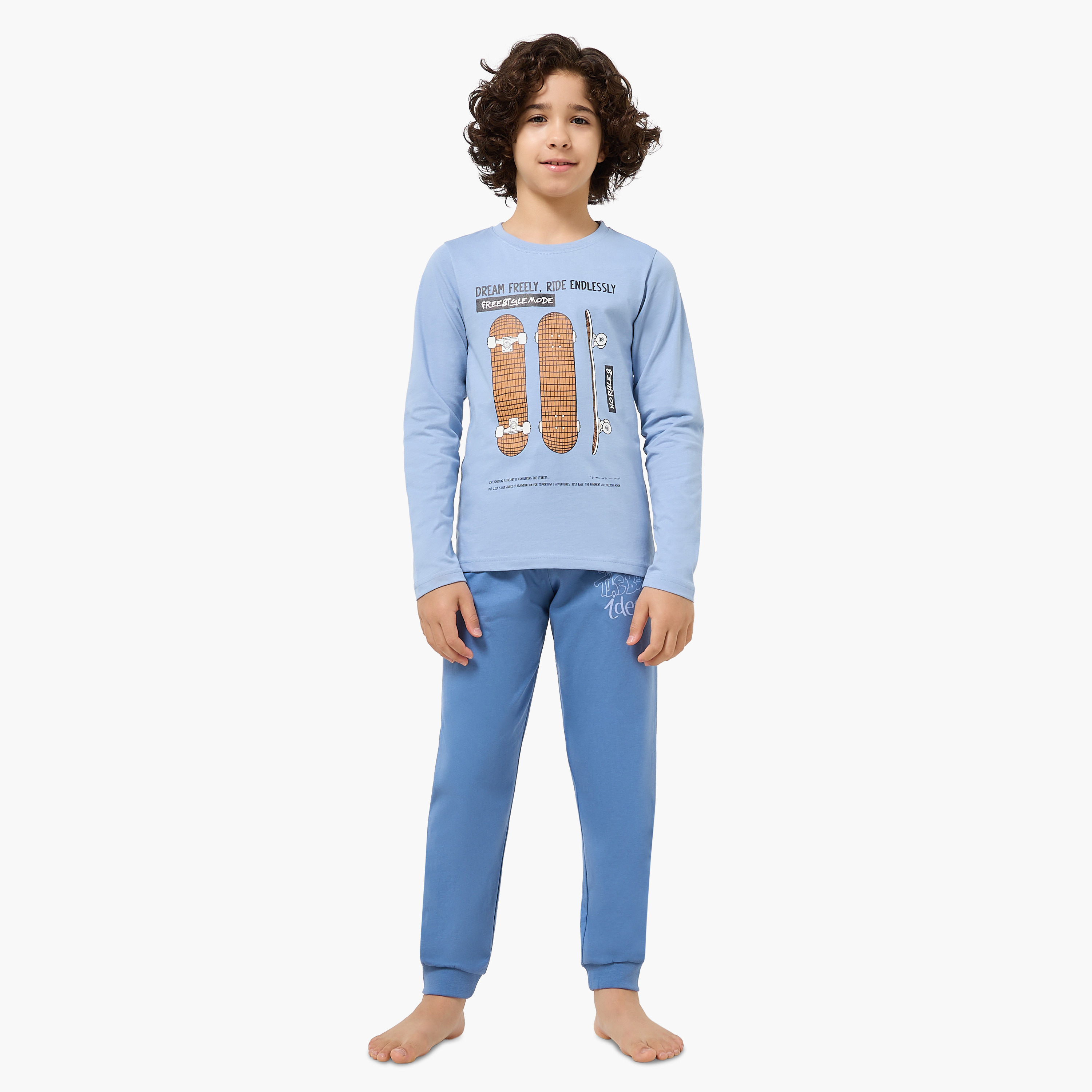 طقم بيجاما قطن بياقة ضيقة وأكمام طويلة وطبعات من جونيورز-boys-clothing-nightwear-image-6