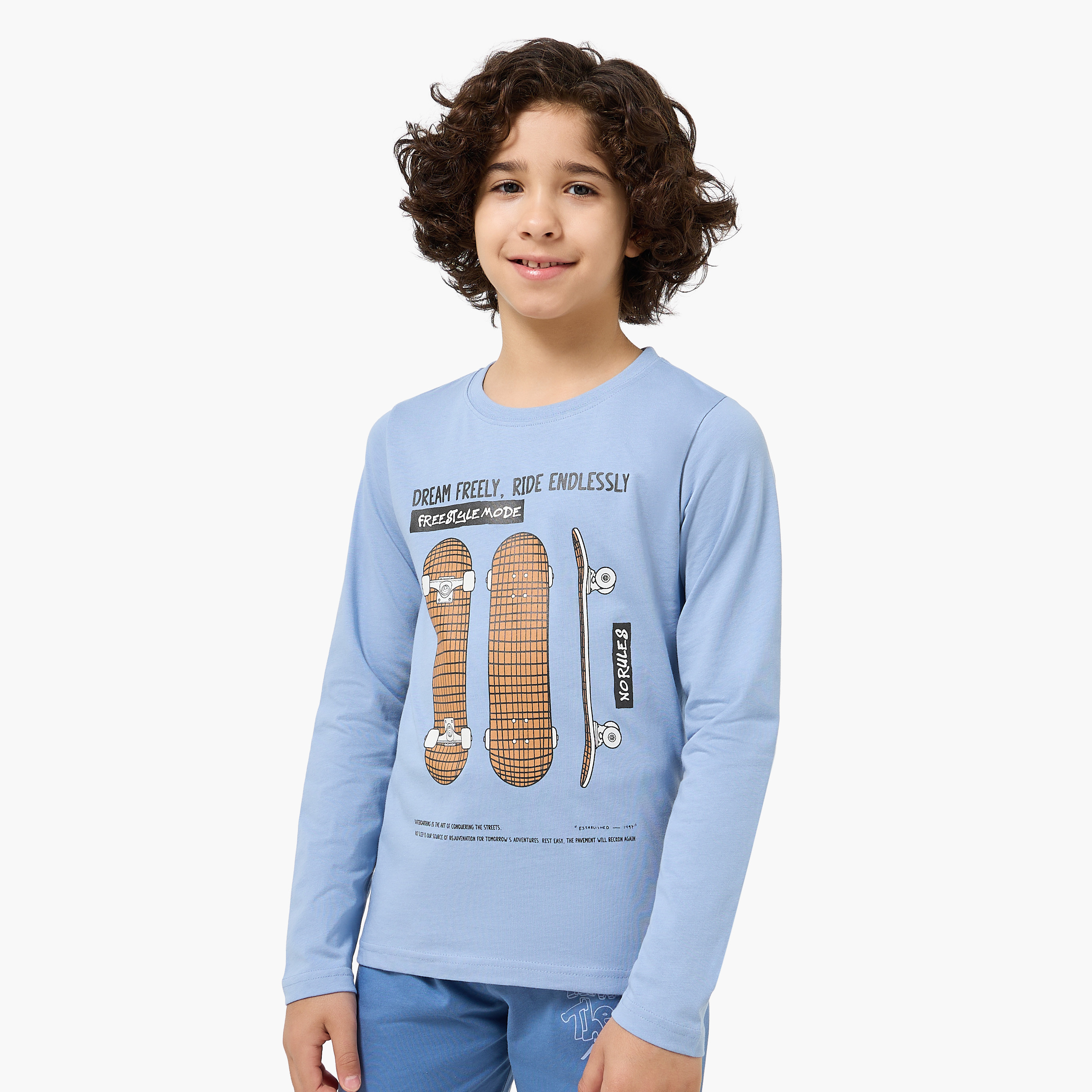 طقم بيجاما قطن بياقة ضيقة وأكمام طويلة وطبعات من جونيورز-boys-clothing-nightwear-image-5