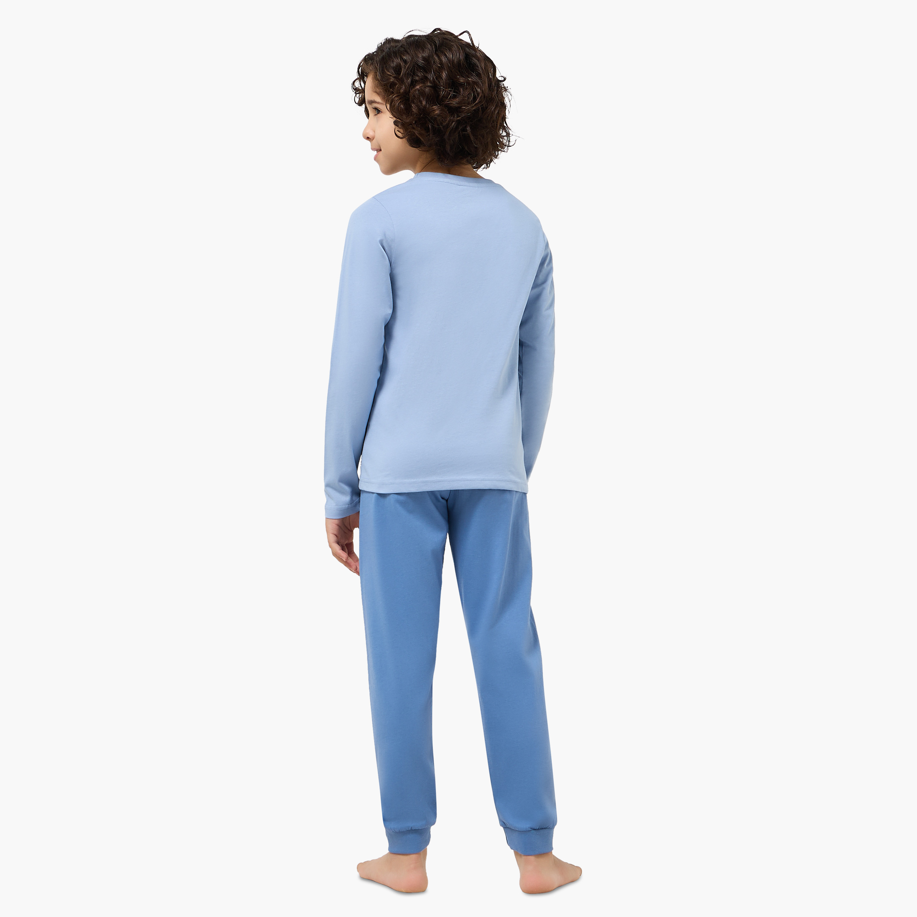 طقم بيجاما قطن بياقة ضيقة وأكمام طويلة وطبعات من جونيورز-boys-clothing-nightwear-image-3