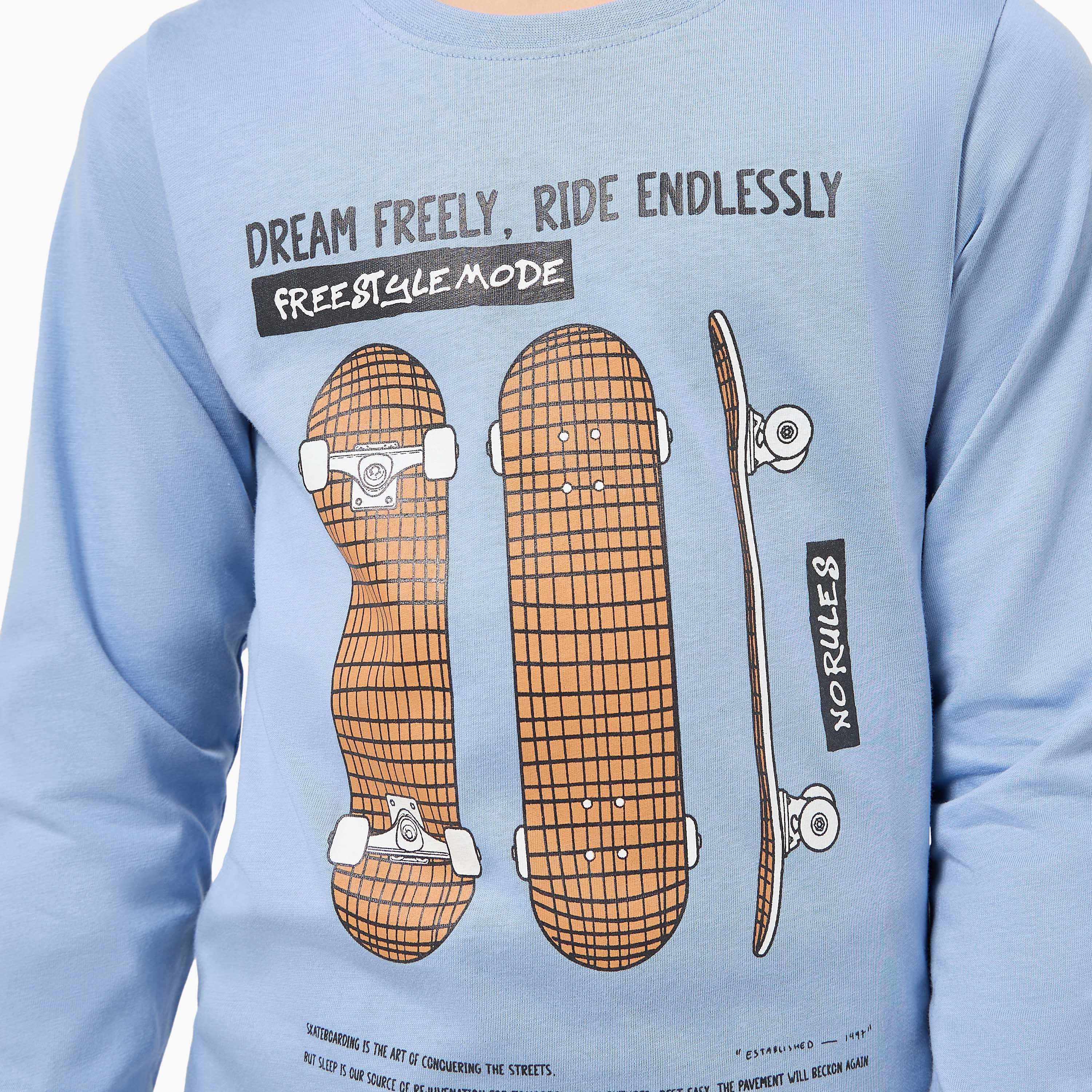 طقم بيجاما قطن بياقة ضيقة وأكمام طويلة وطبعات من جونيورز-boys-clothing-nightwear-image-1