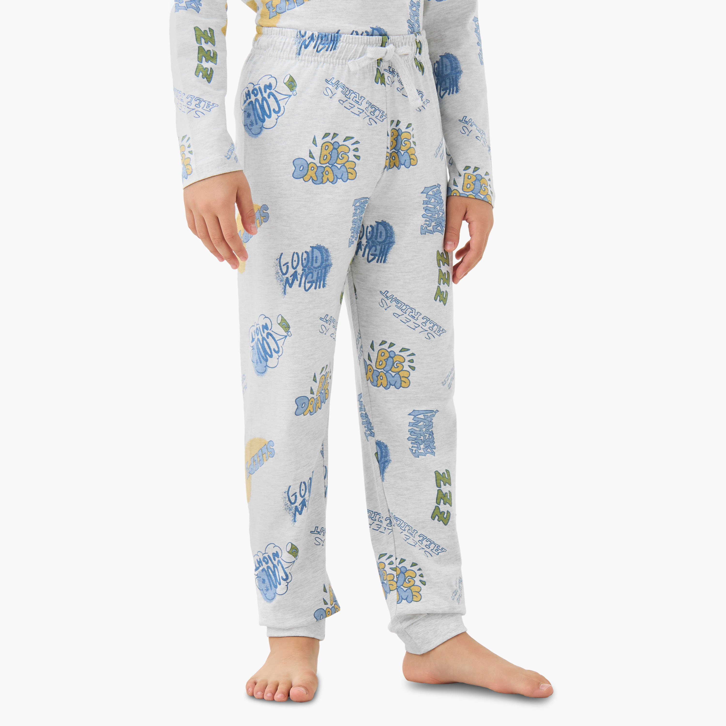 طقم من 3 بيجاما قطن بياقة مستديرة وأكمام طويلة وطبعات من جونيورز-boys-clothing-nightwear-image-5