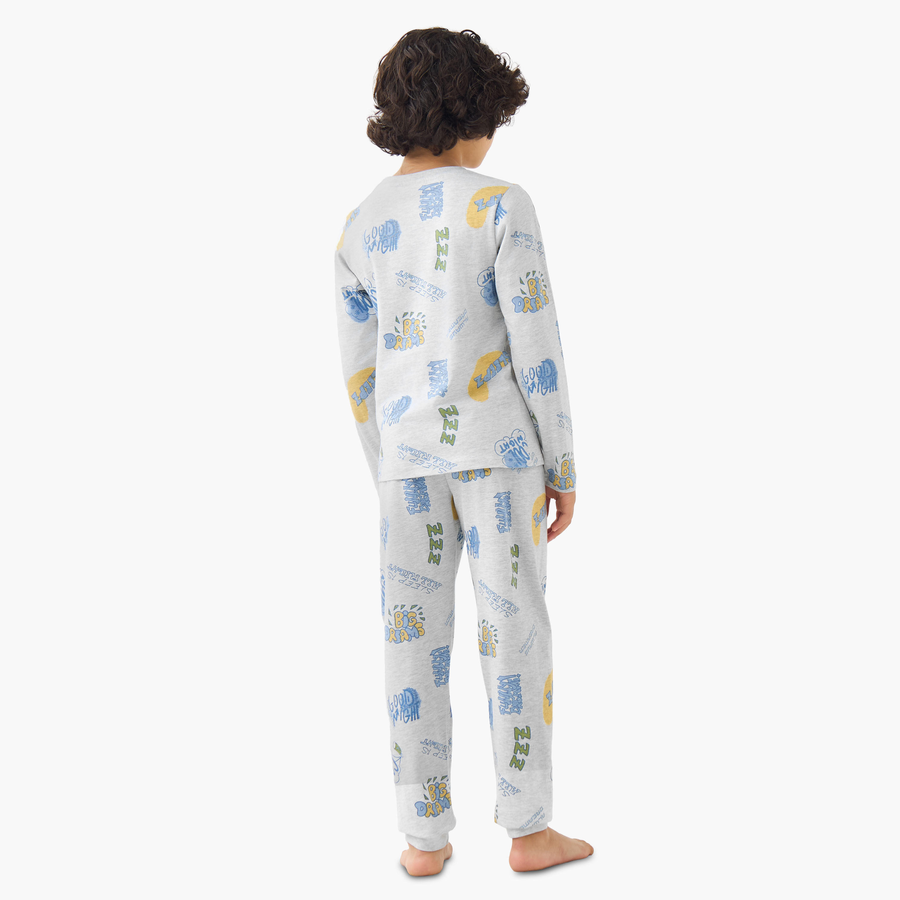 طقم من 3 بيجاما قطن بياقة مستديرة وأكمام طويلة وطبعات من جونيورز-boys-clothing-nightwear-image-6