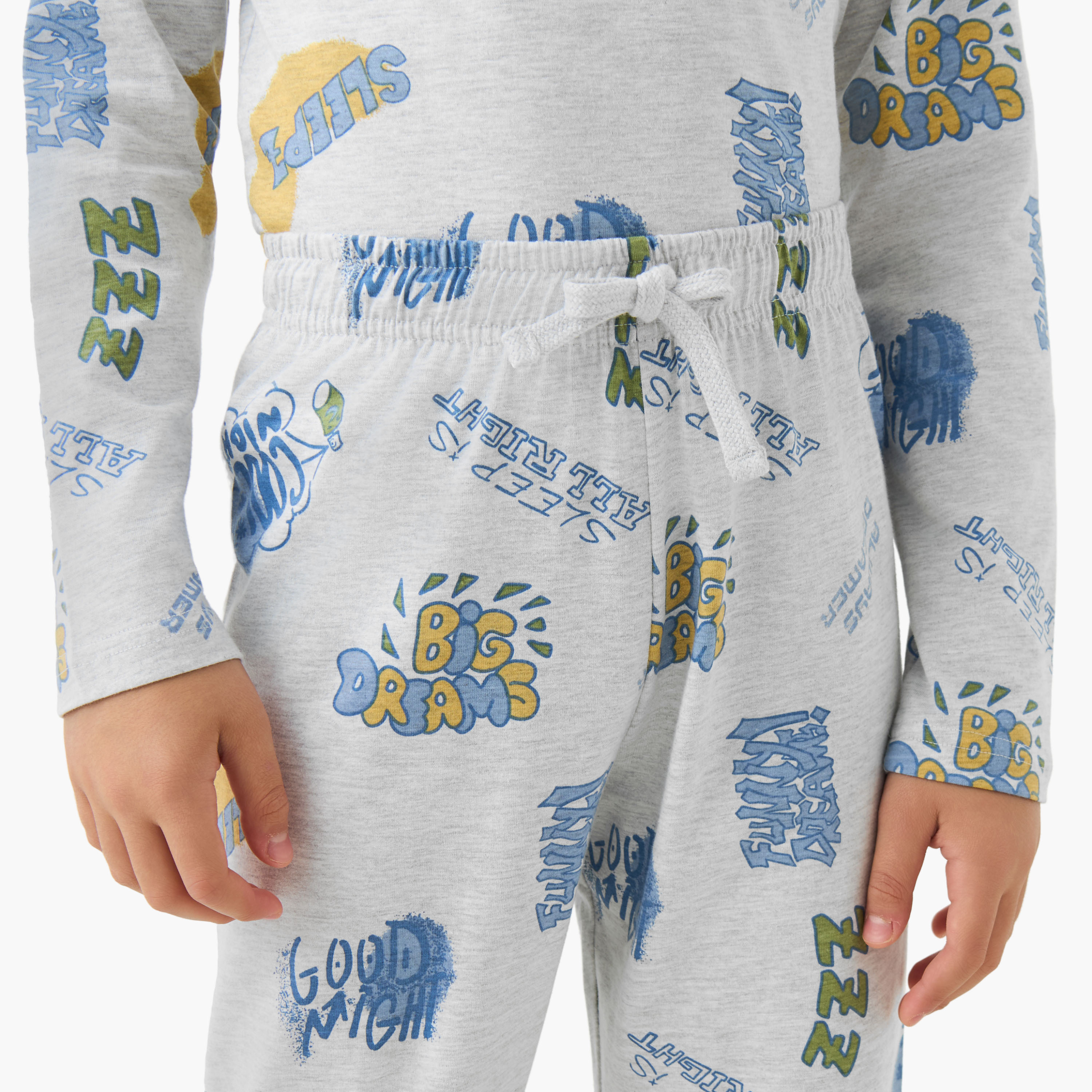 طقم من 3 بيجاما قطن بياقة مستديرة وأكمام طويلة وطبعات من جونيورز-boys-clothing-nightwear-image-8