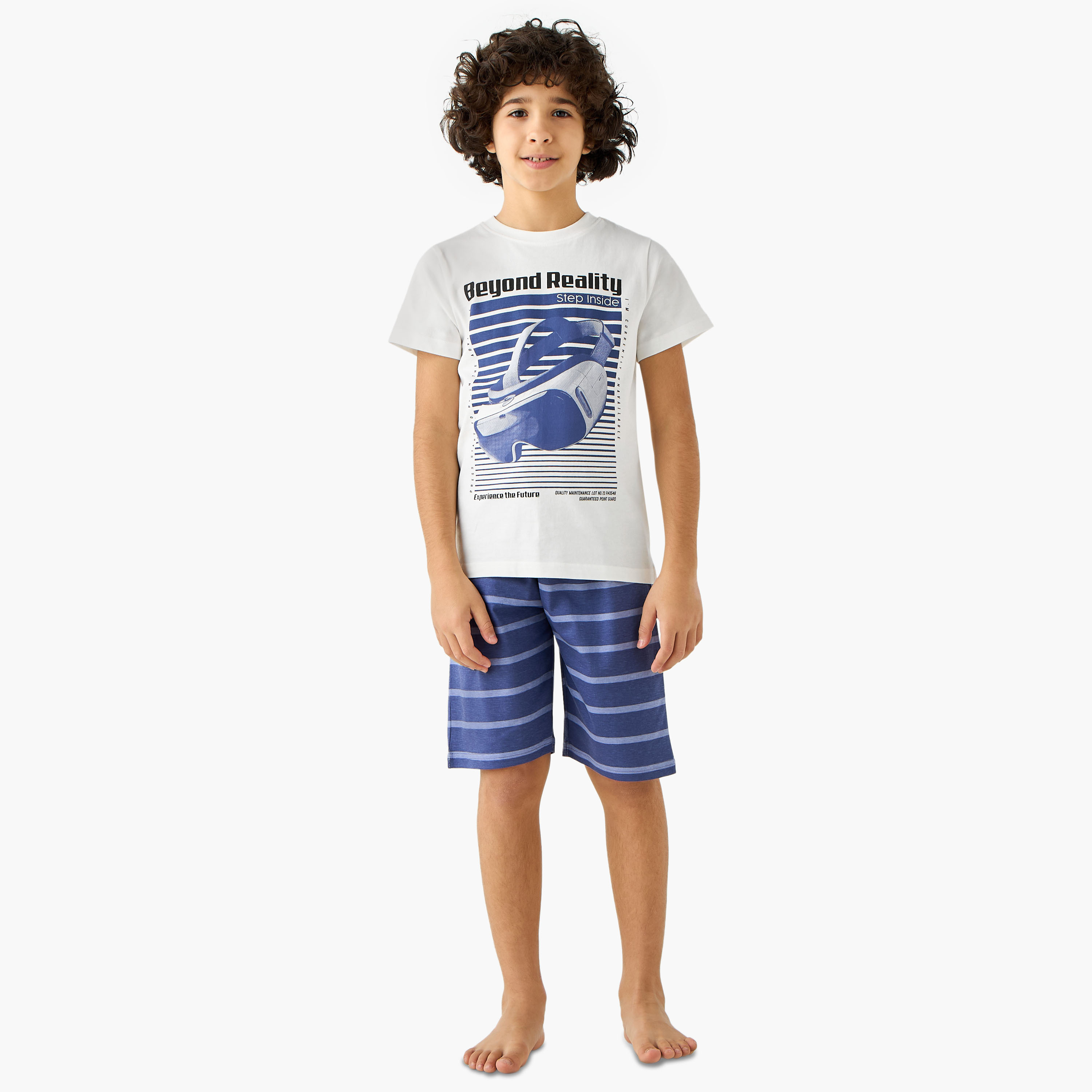 Juniors Gaming Controller Print T-shirt and Shorts Set-boys-clothing-nightwear-image-1
