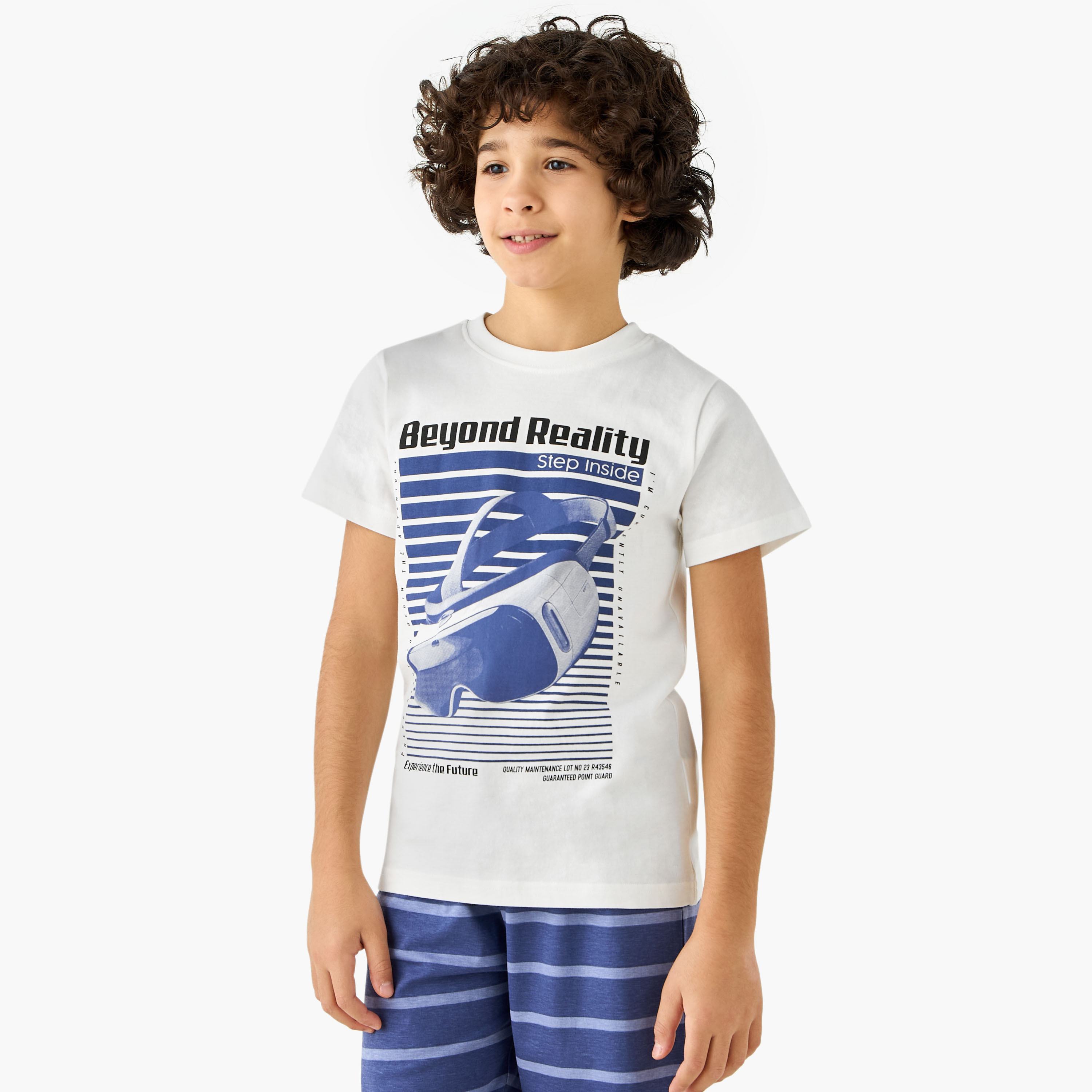 Juniors Gaming Controller Print T-shirt and Shorts Set-boys-clothing-nightwear-image-2