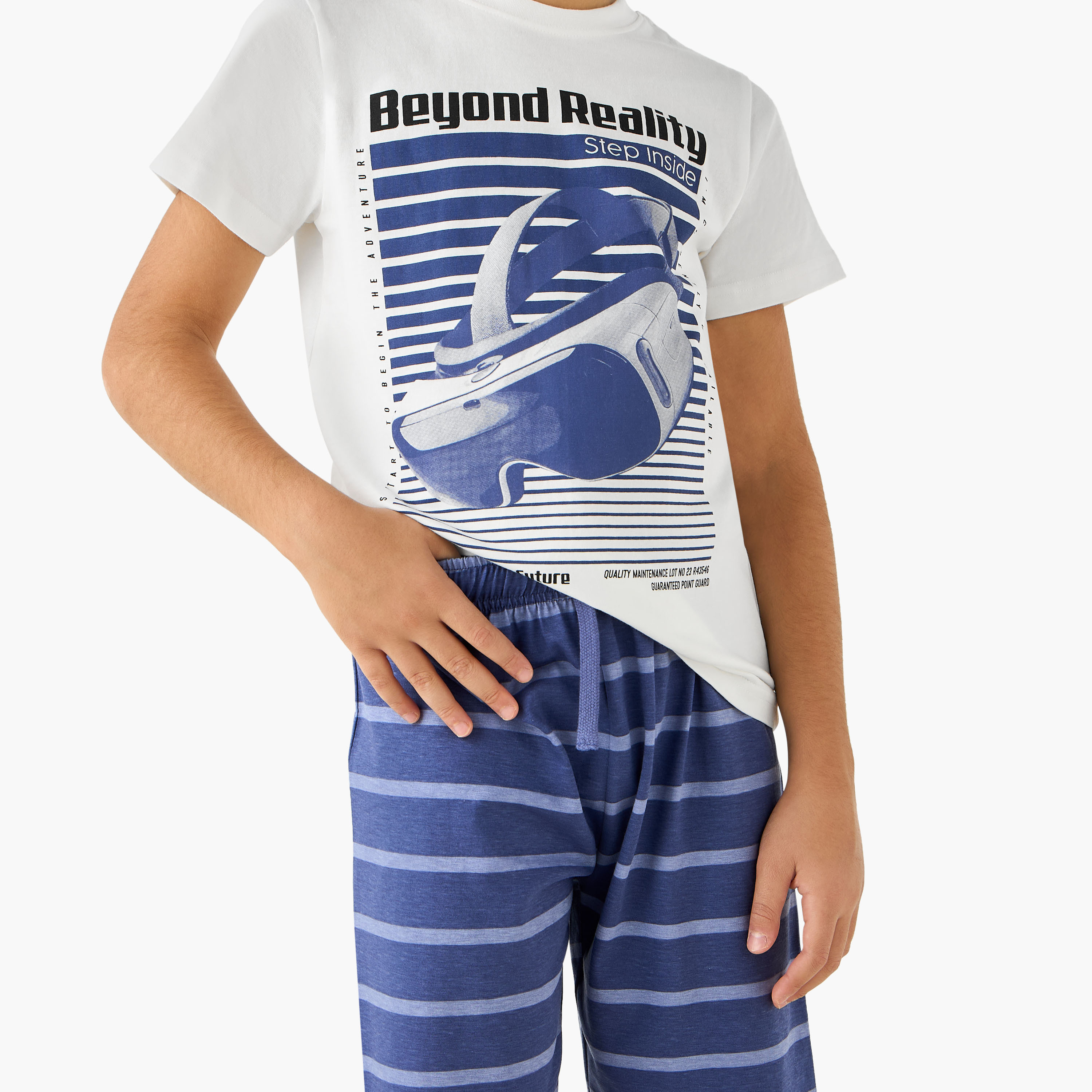 Juniors Gaming Controller Print T-shirt and Shorts Set-boys-clothing-nightwear-image-5