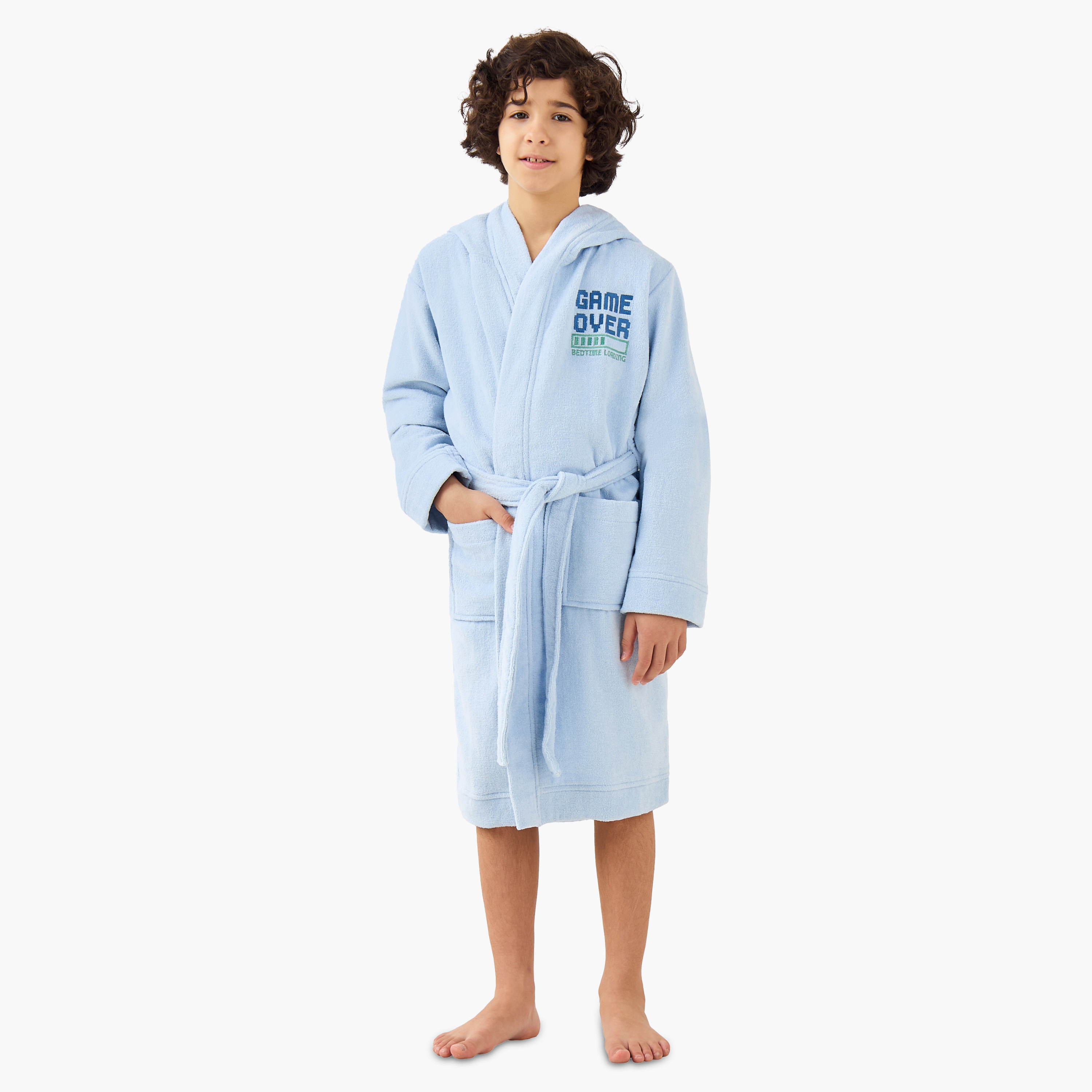 روب حمام تيري بقبعة وتطريز لليافعين - 8-16 سنة-boys-clothing-nightwear-image-2